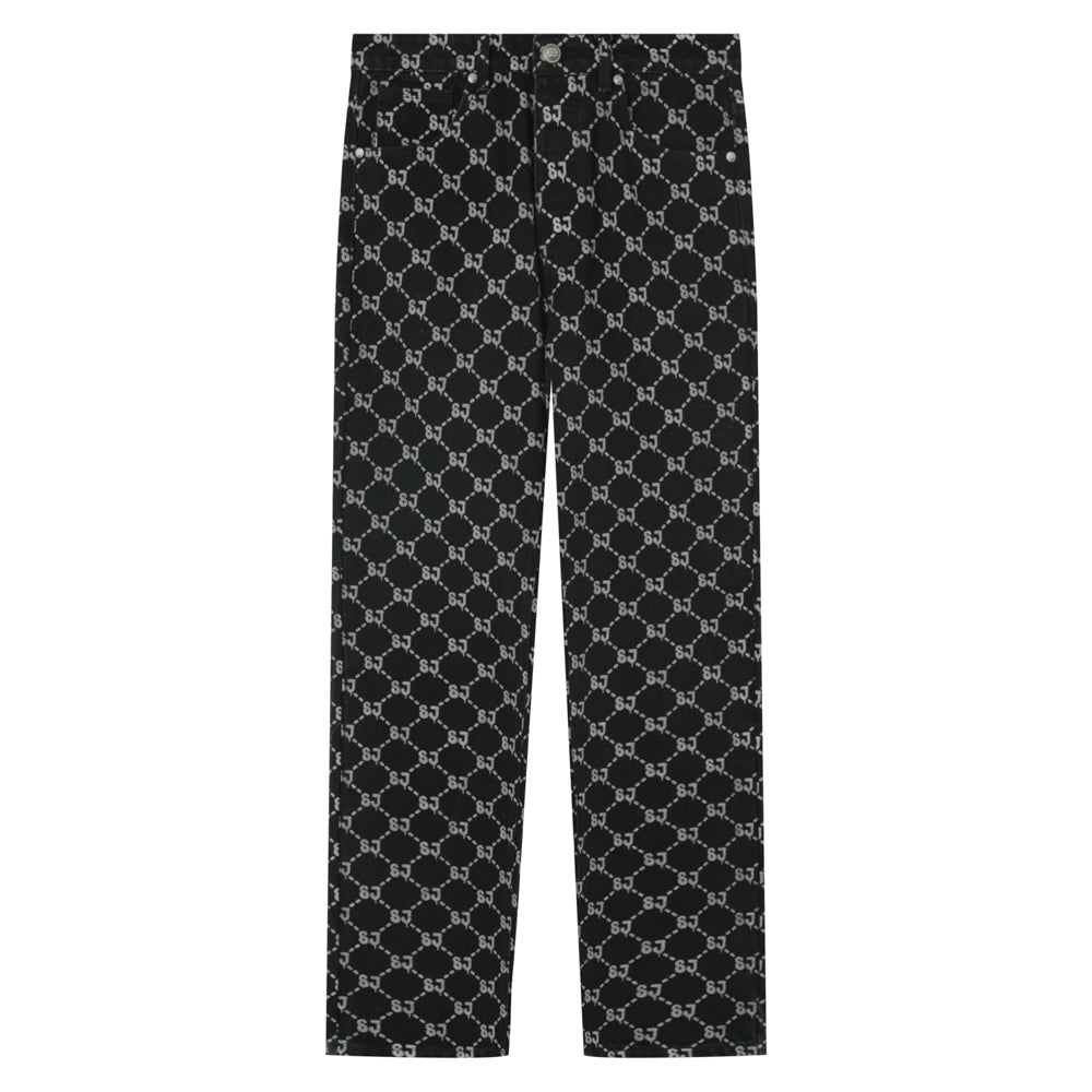 Sixth June - Jean droit monogramme délavé Noir