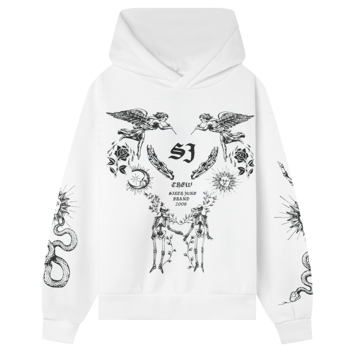 Sixth June - Sweatshirt capuche inspiration Tarot Blanc