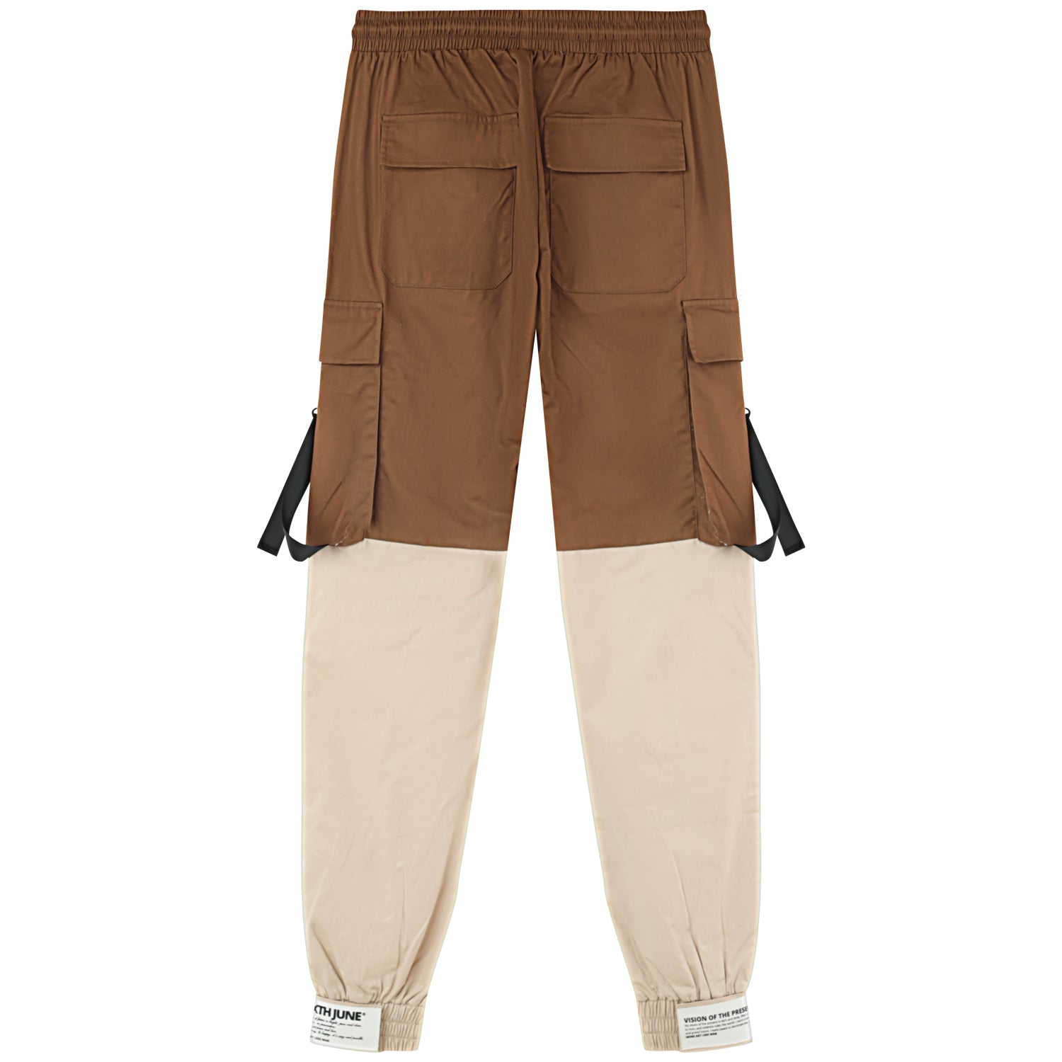 Sixth June - Pantalon cargo bicolore sangles Marron