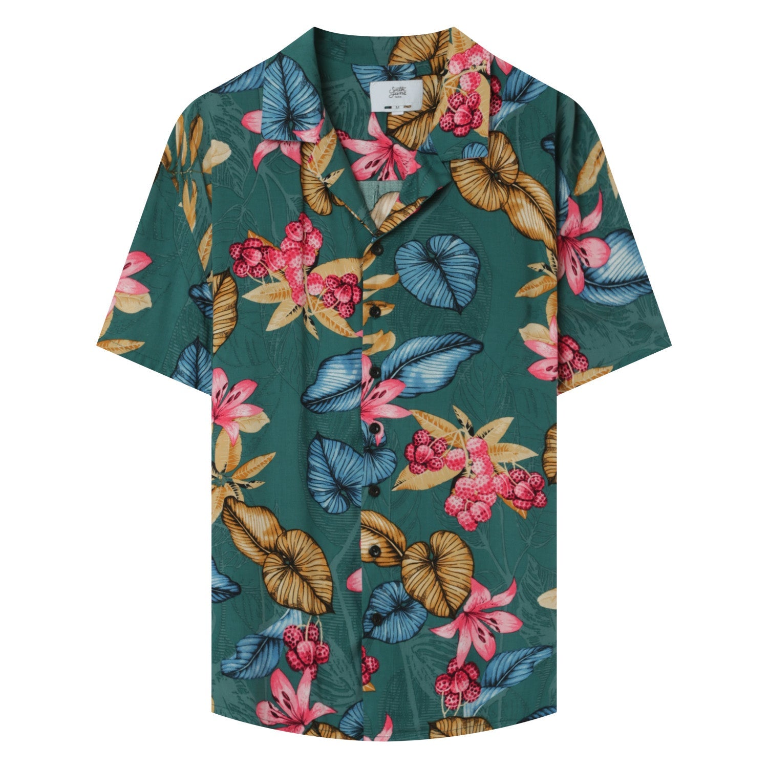 Flowered fluid shirt Green
