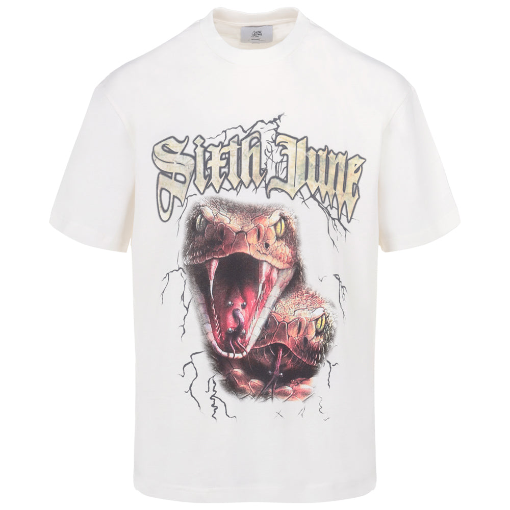 Sixth June - T-shirt vintage serpent Blanc cassé