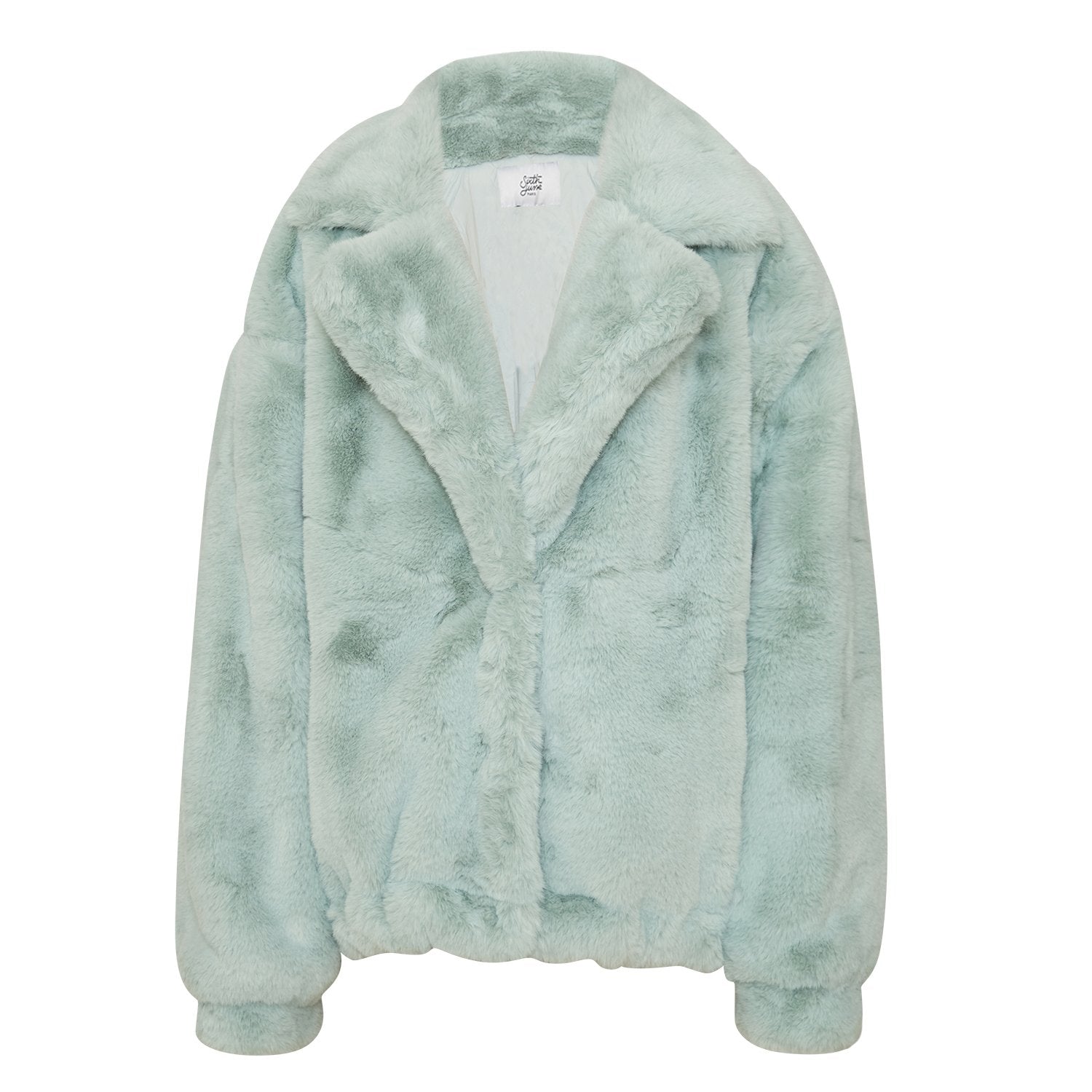Veste oversize fourrure vert pastel