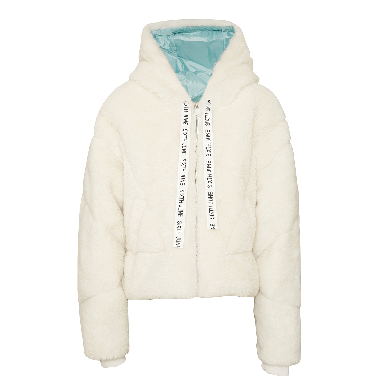 Sixth June - Veste oversize sherpa bicolore blanc cassé