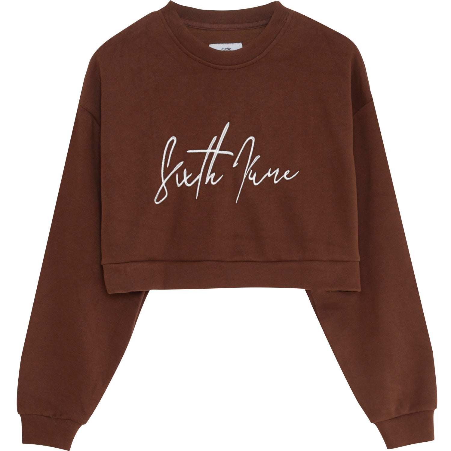 Sixth June - Sweatshirt signature molletonnée Marron foncé