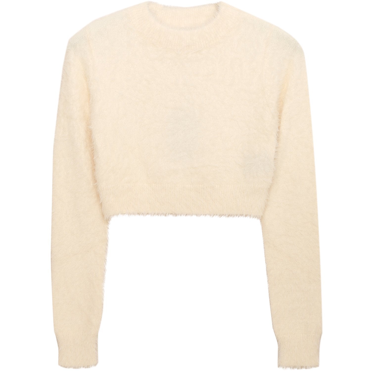 Pull court duveteux beige