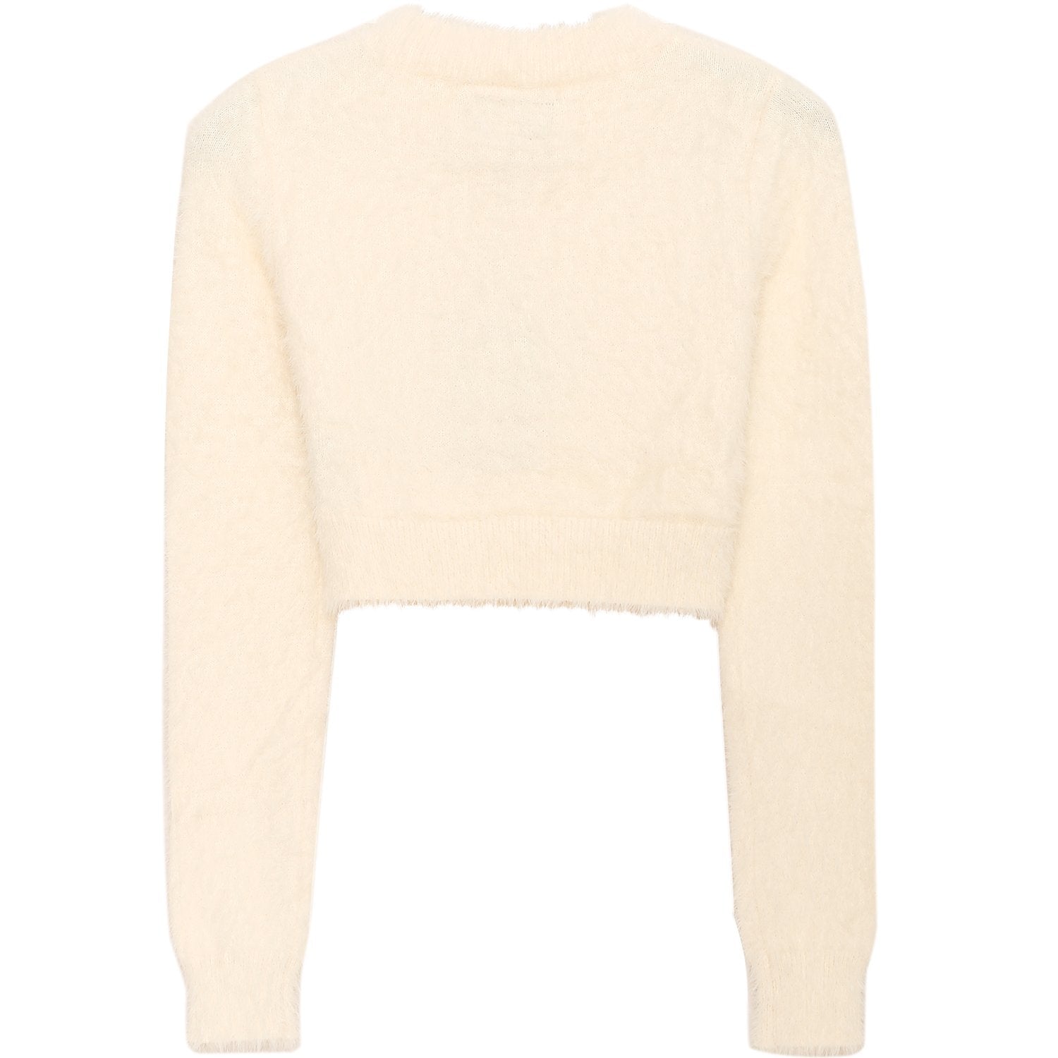 Pull court duveteux beige