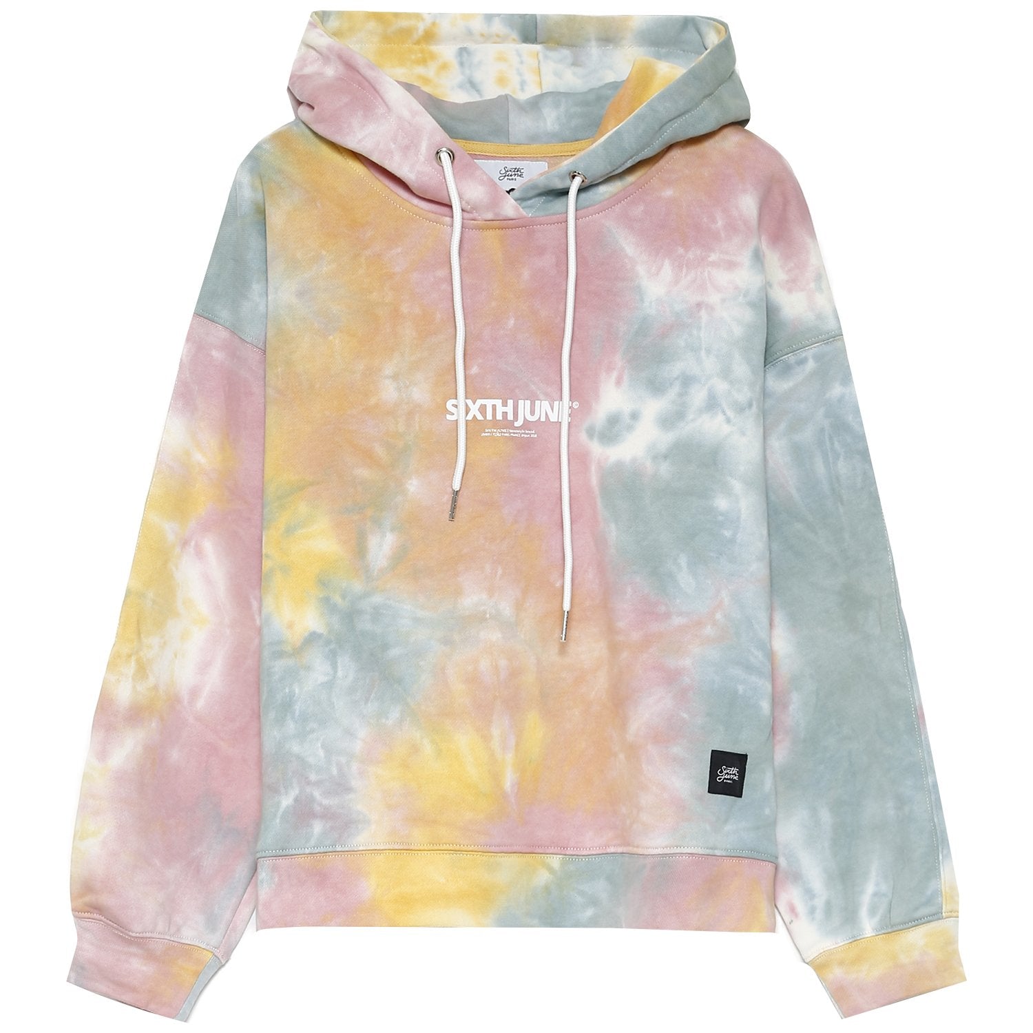 Gelber, mehrfarbiger Kapuzenpullover