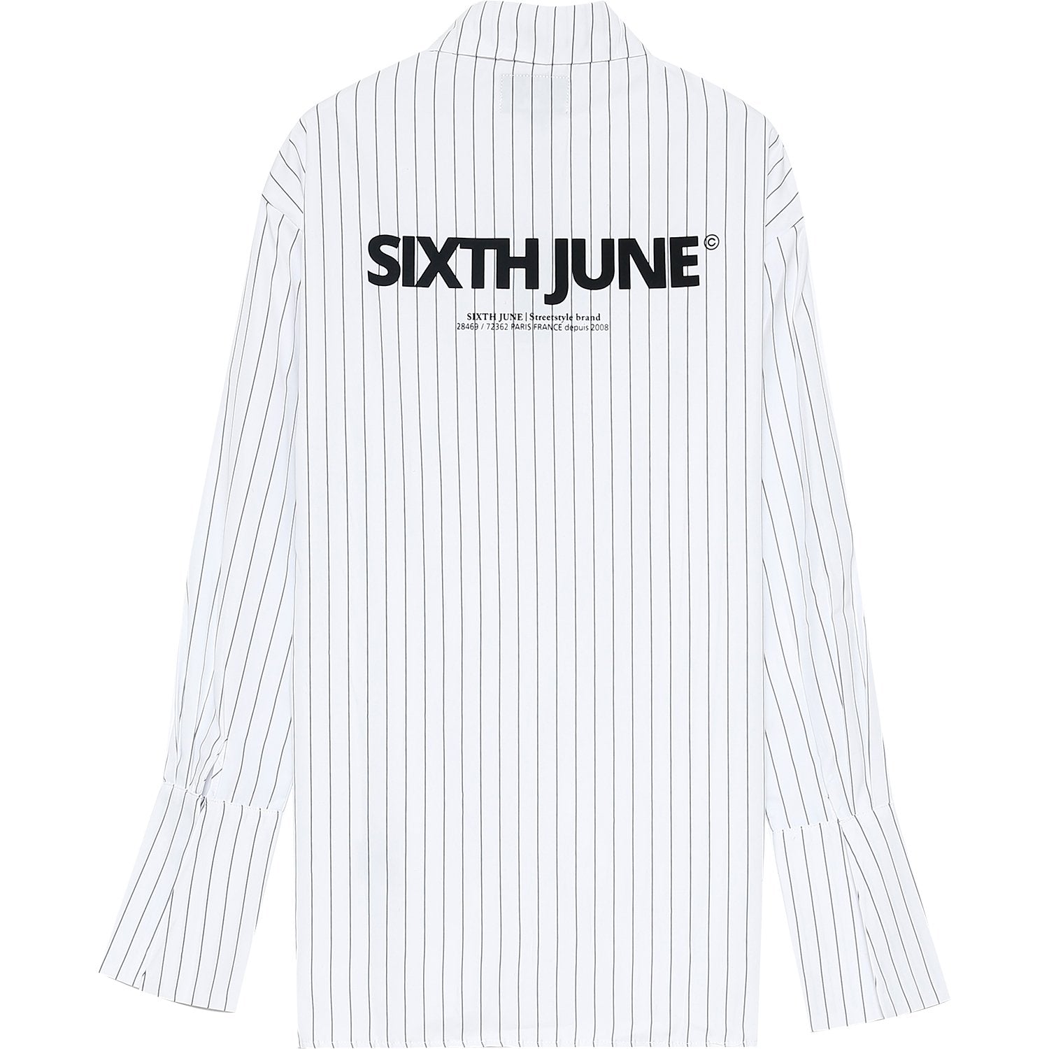 Printed stripes wide shirt white