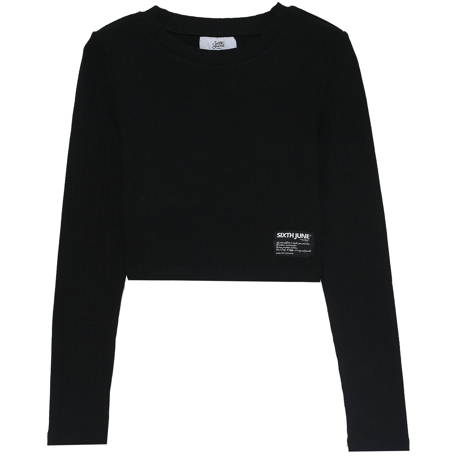 Sixth June - Top court manches longues côtelé noir