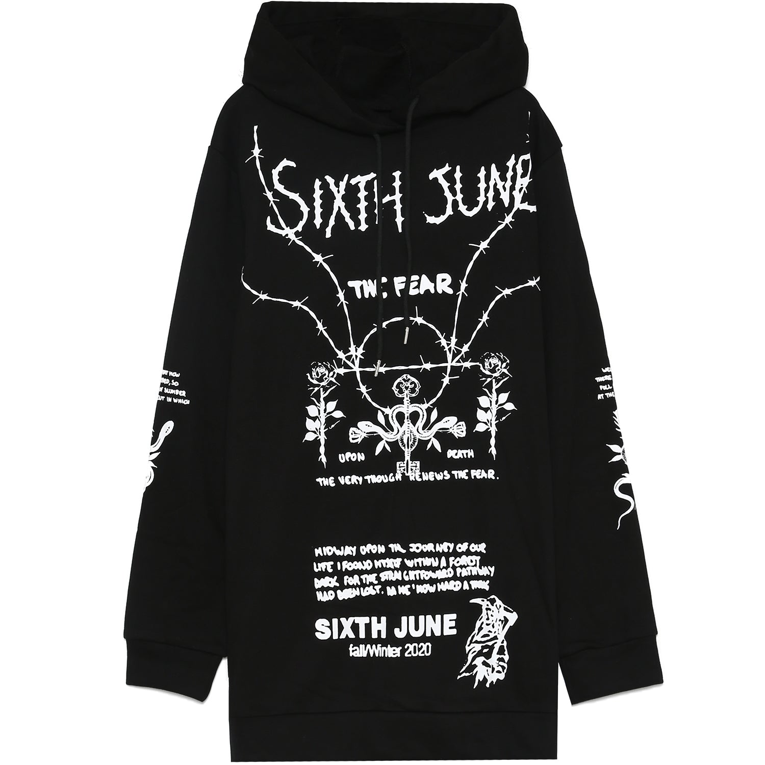 Sixth June - Robe sweat gothique roses coeur noir