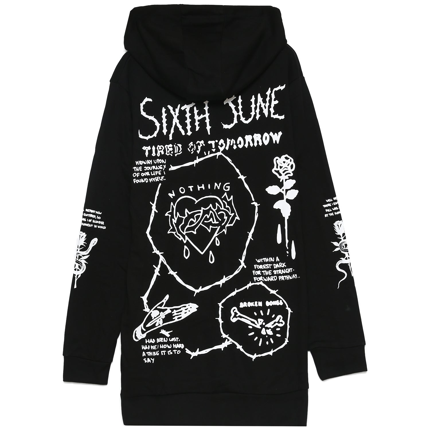 Sixth June - Robe sweat gothique roses coeur noir