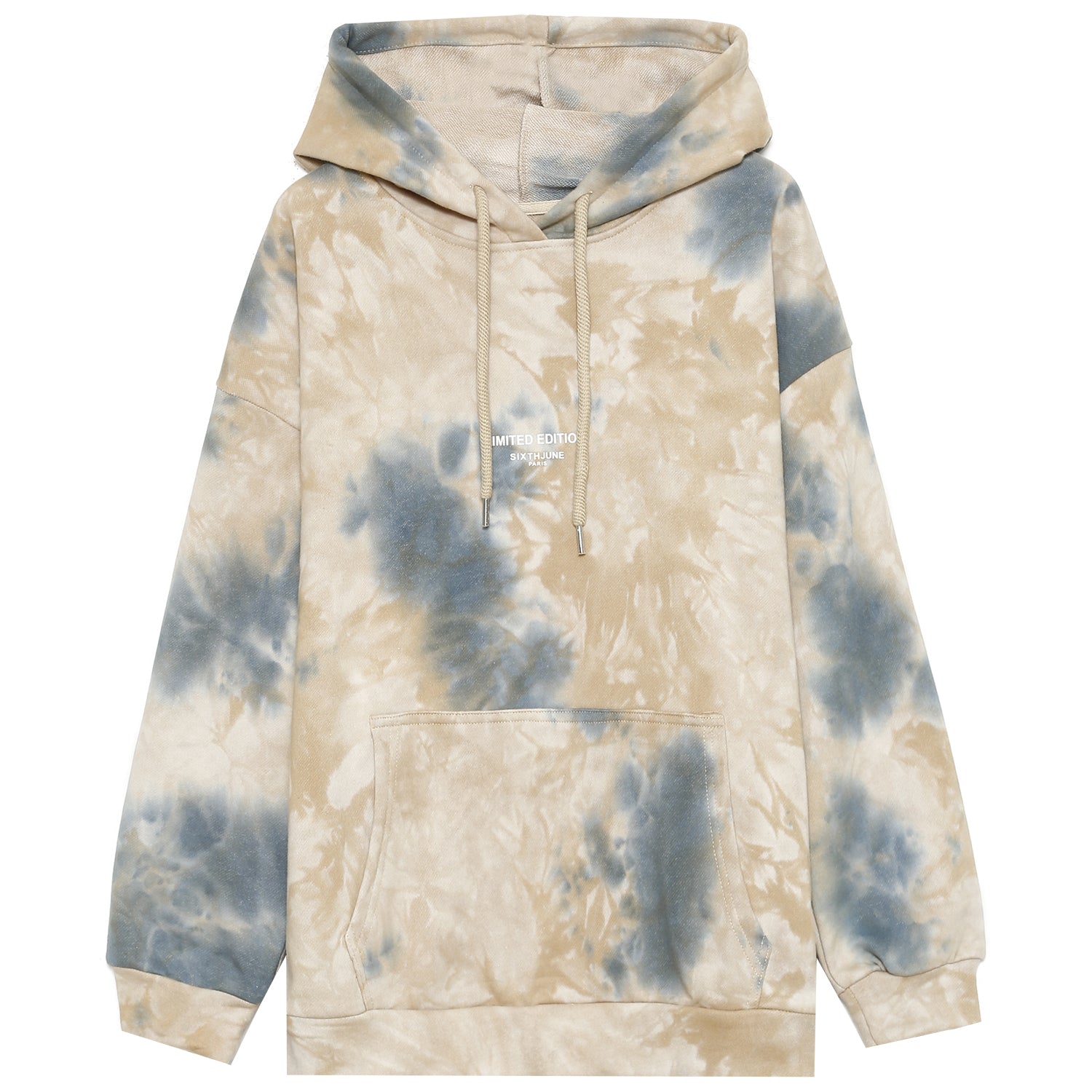 Sixth June - Sweat à capuche large tie dye beige