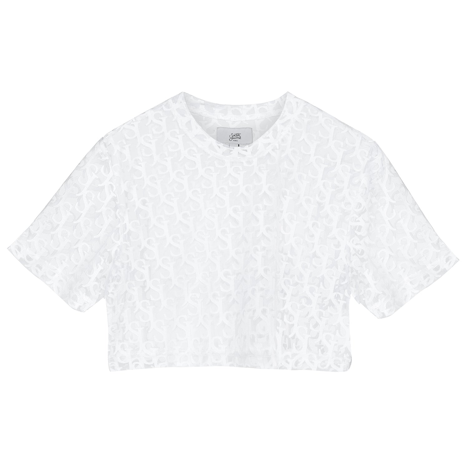 Sixth June - Top court transparent tissé blanc