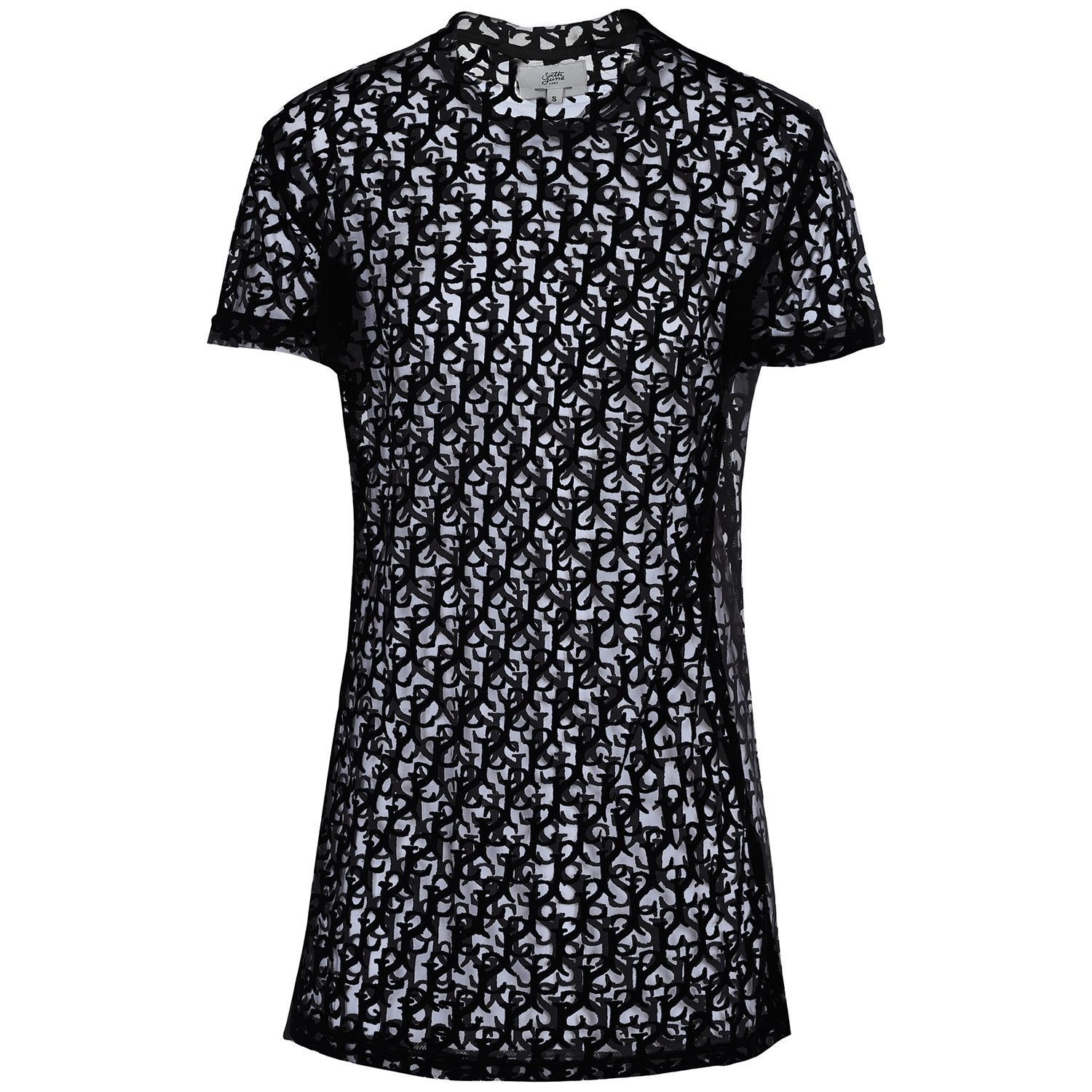 T-shirt long transparent imprimé Noir