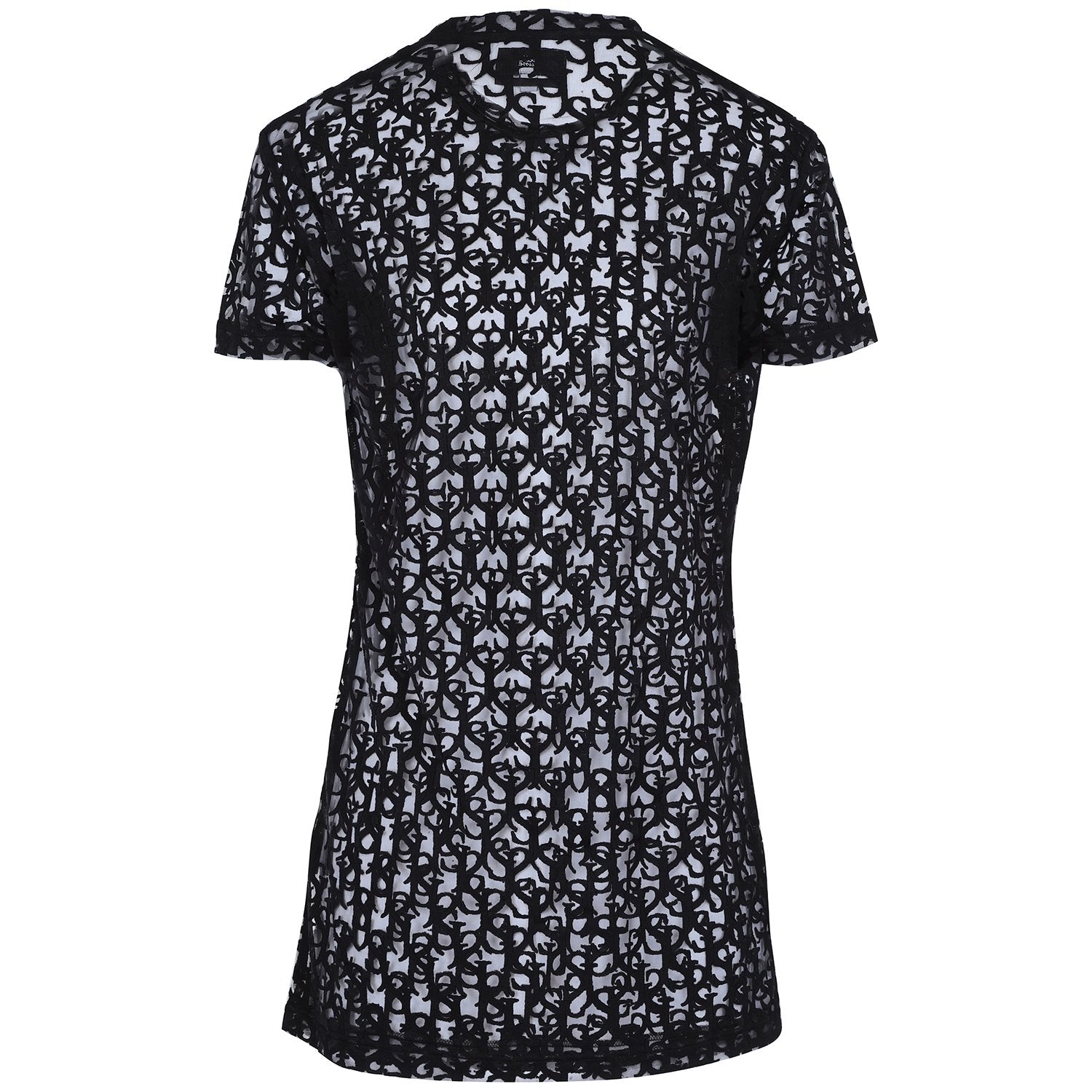 T-shirt long transparent imprimé Noir