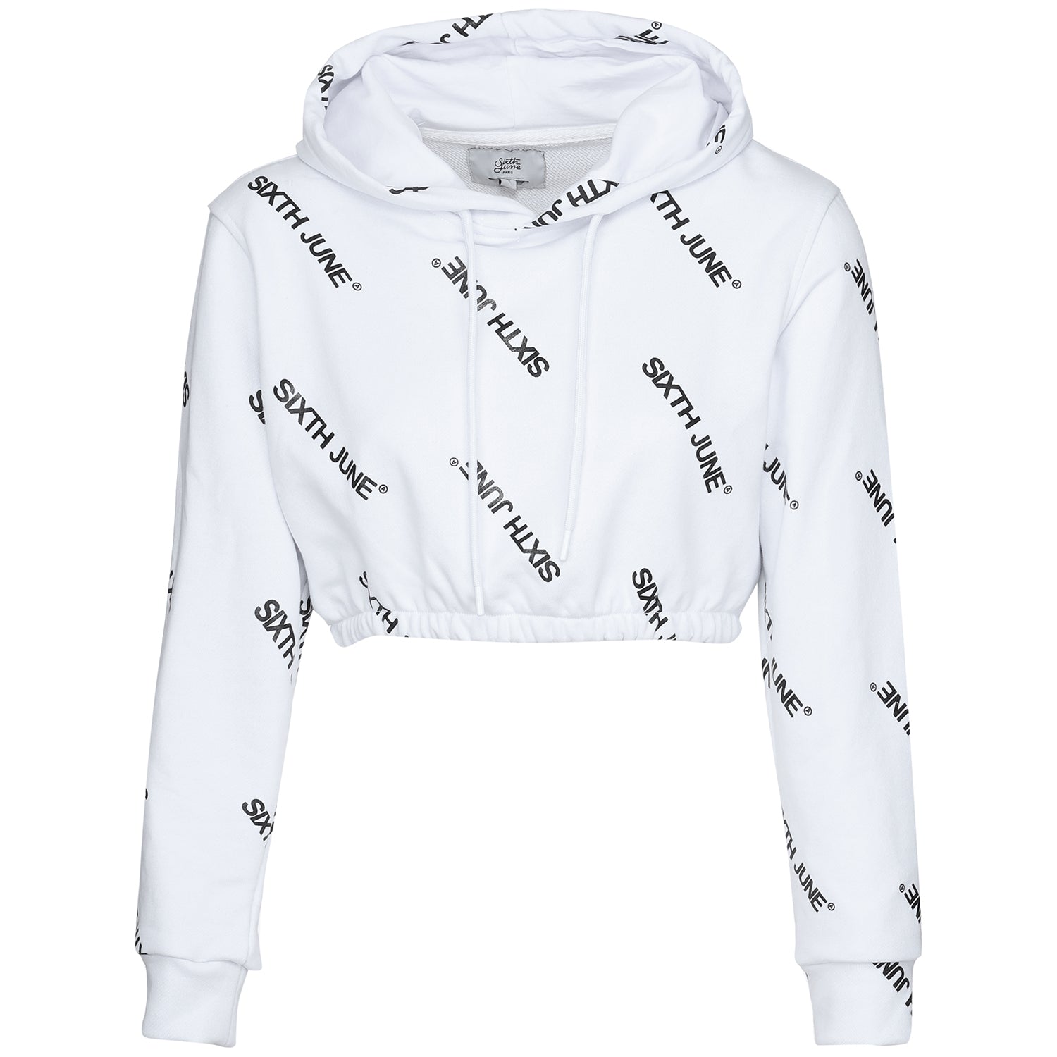 Sixth June - Sweat à capuche court imprimé all over blanc