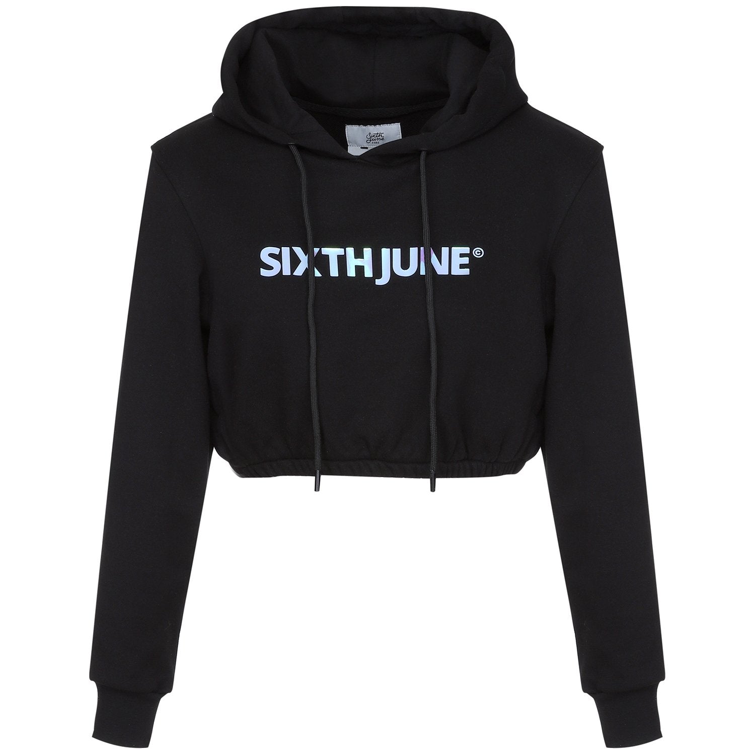 Holographic cropped hoodie black