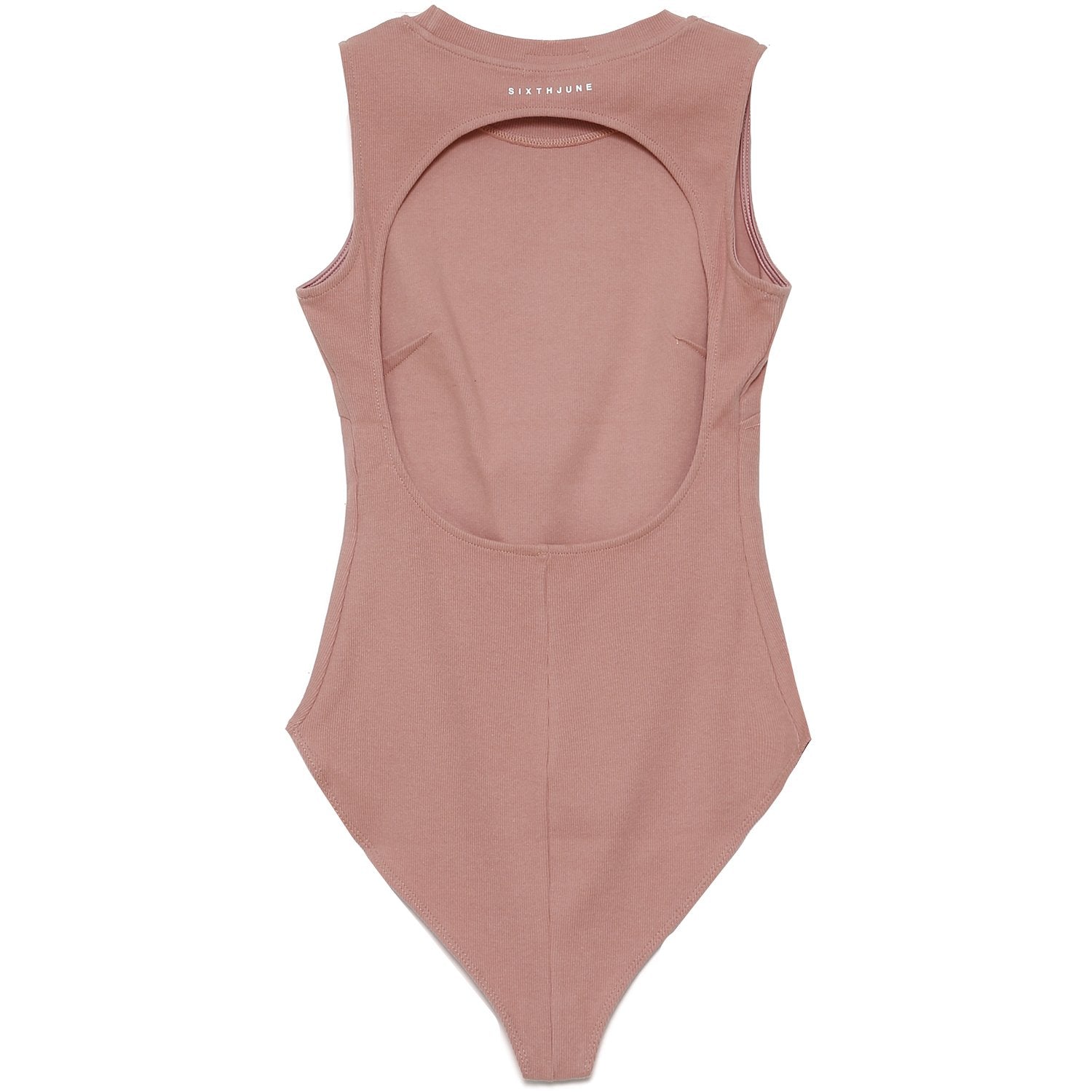 Ribbed backless body pink