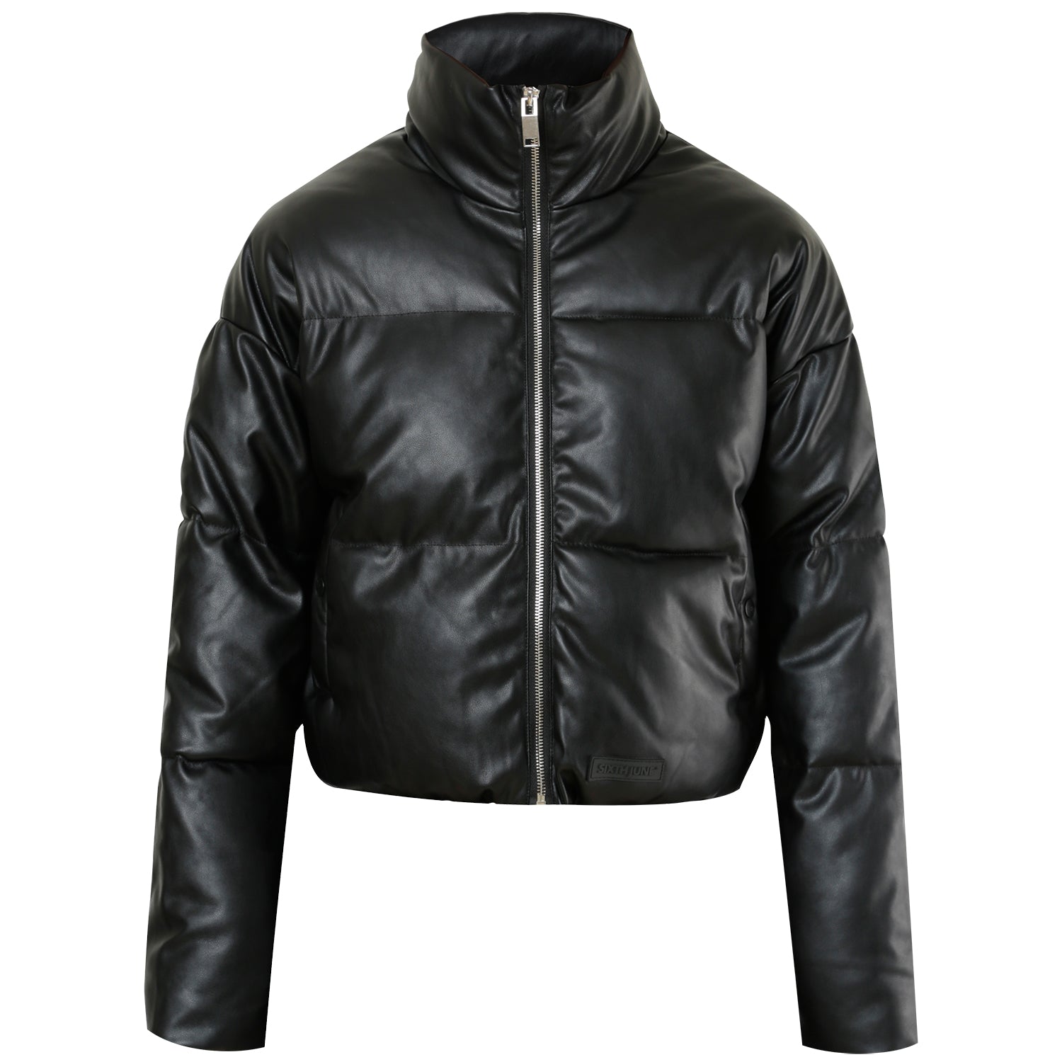 Sixth June - Doudoune courte simili cuir Noir