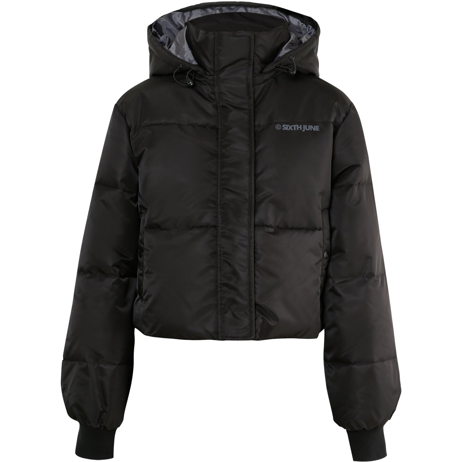 Nylon short thick puffer Black