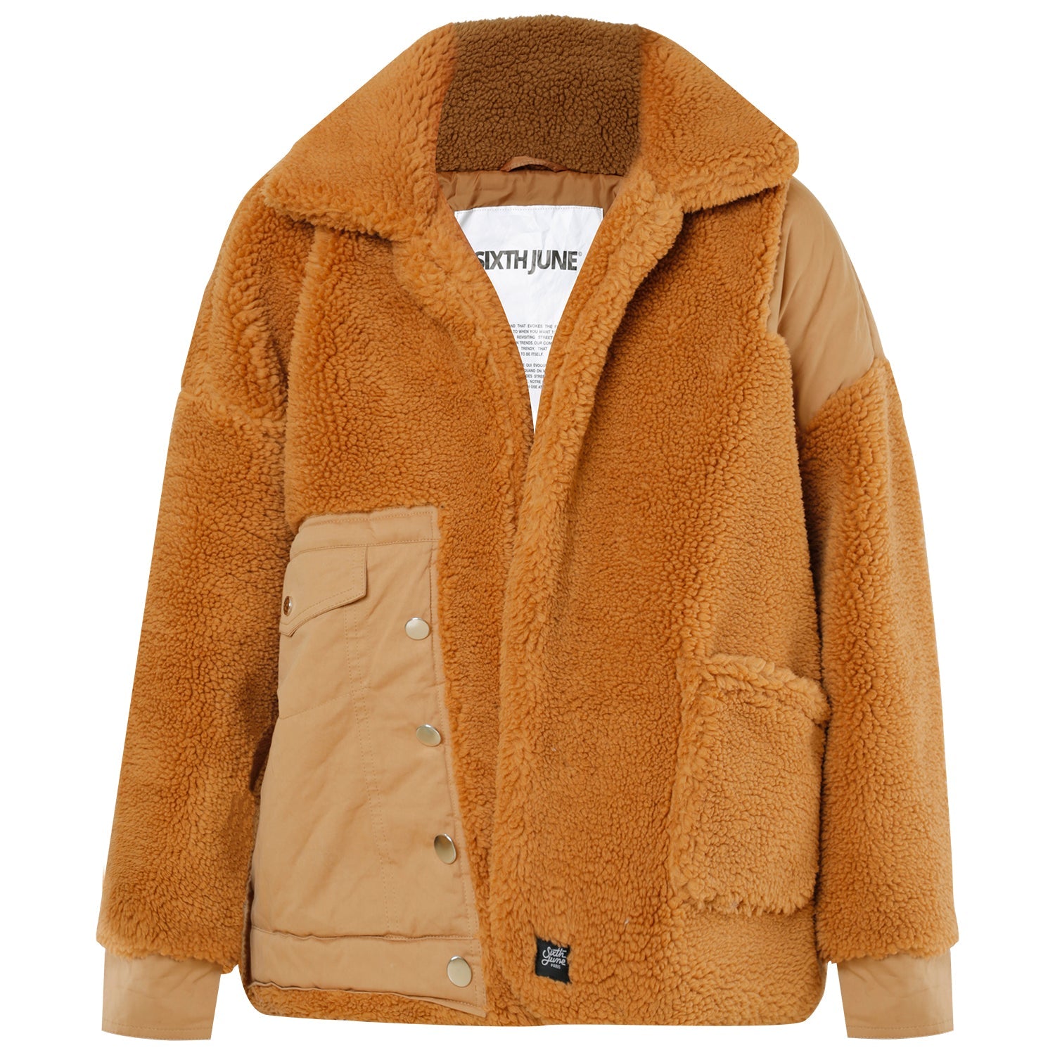 Sixth June - Veste sherpa bi matière Marron