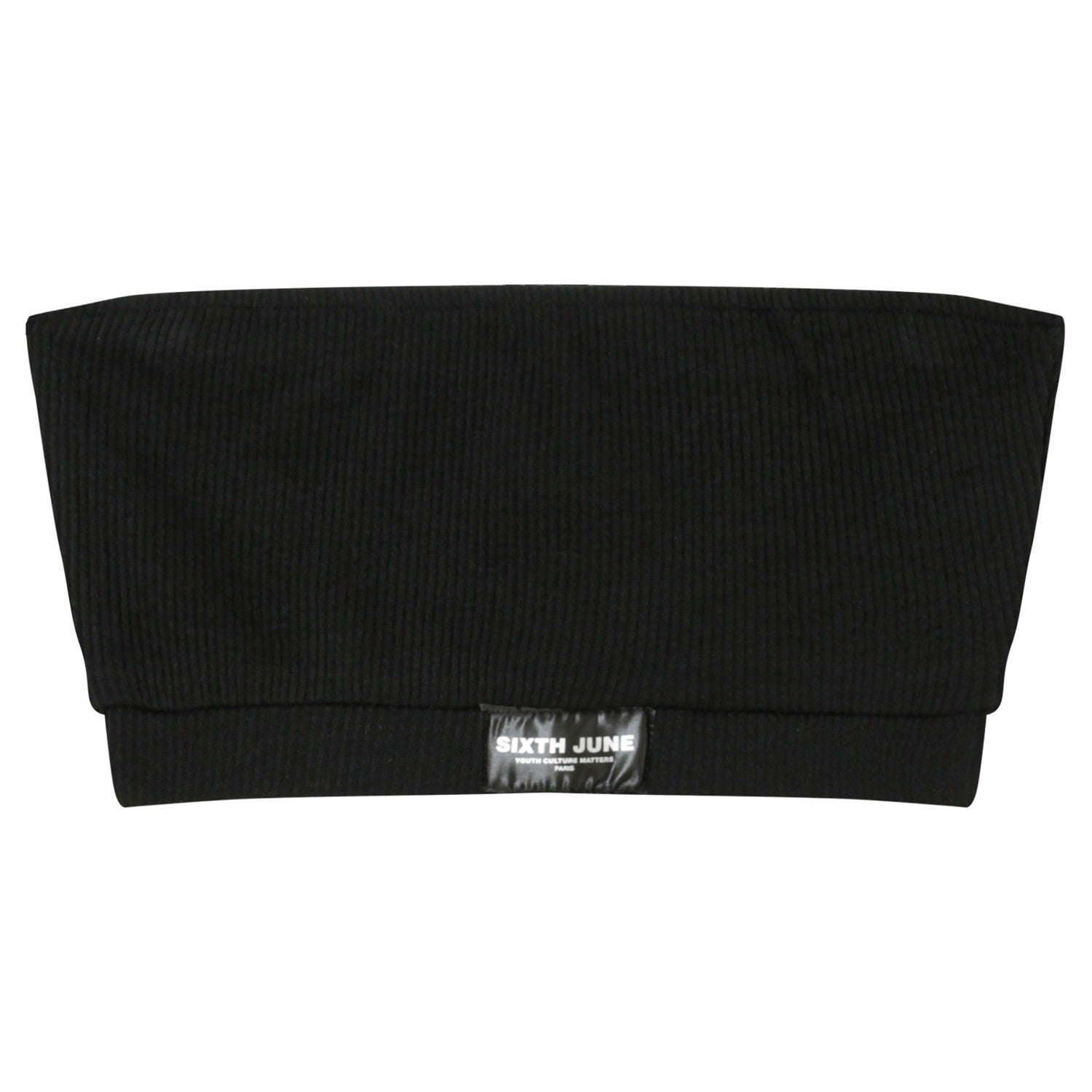 Brassière sans bretelles côtelée Noir