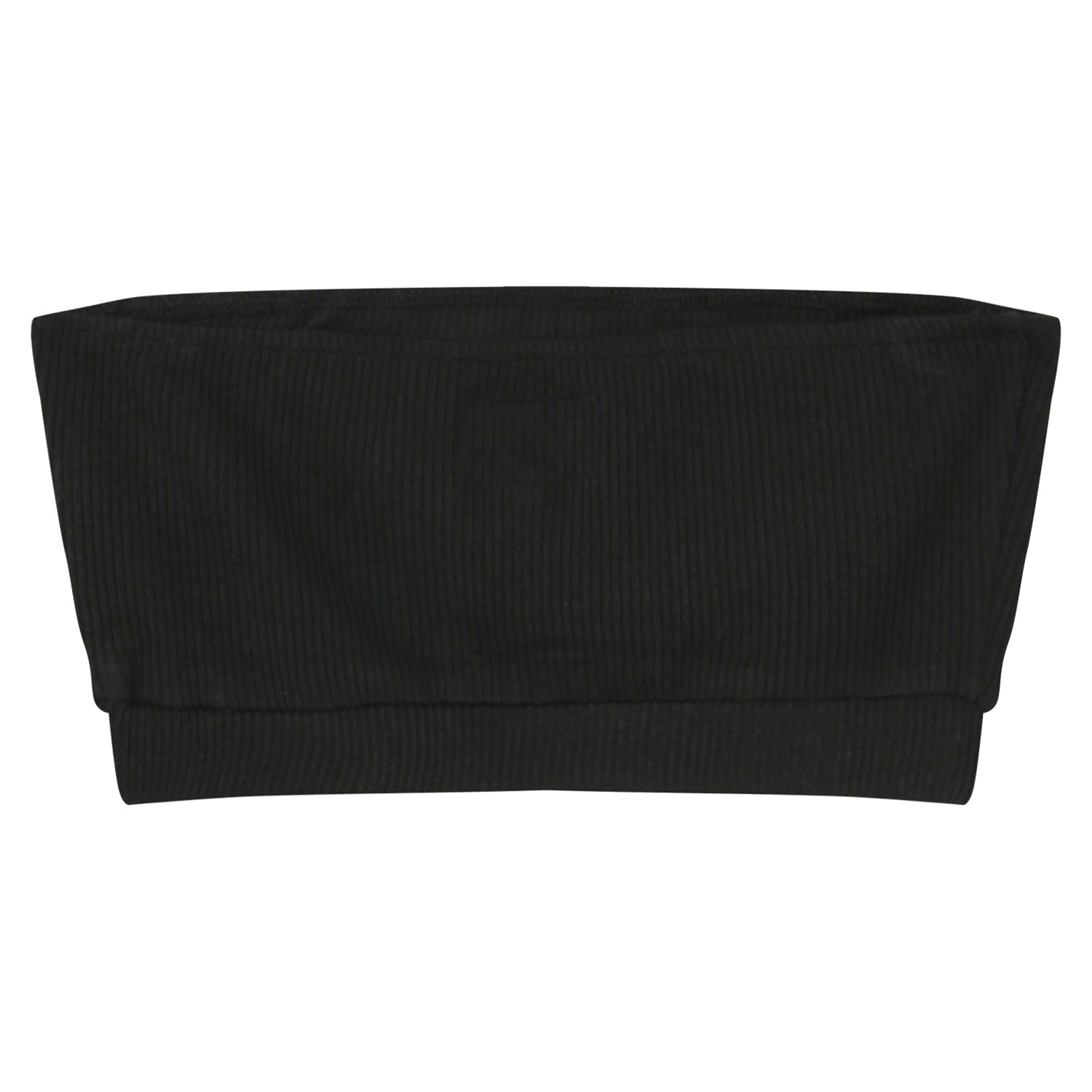 Brassière sans bretelles côtelée Noir