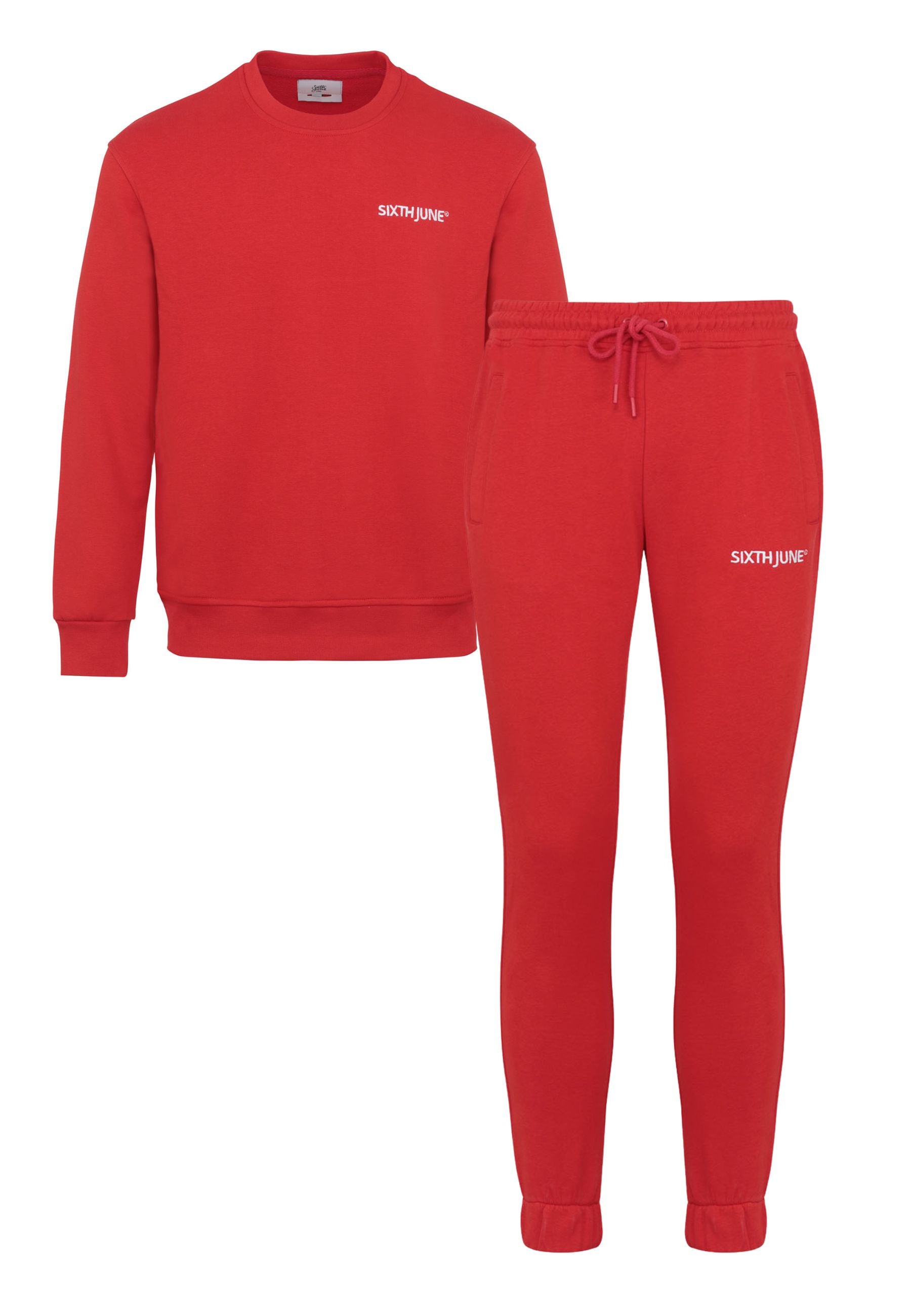 Sixth June - Jogging + sweat logo brodé Rouge