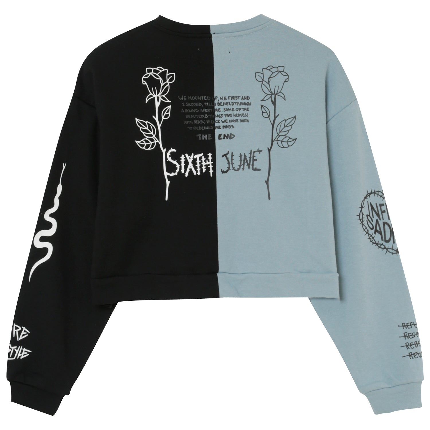 Sixth June - Sweat court Crew bicolore Bleu