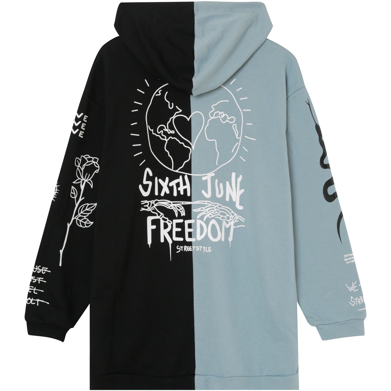 Sixth June - Robe sweat bicolore Crew Noir