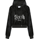 Sixth June - Sweatshirt capuche velours strass Noir