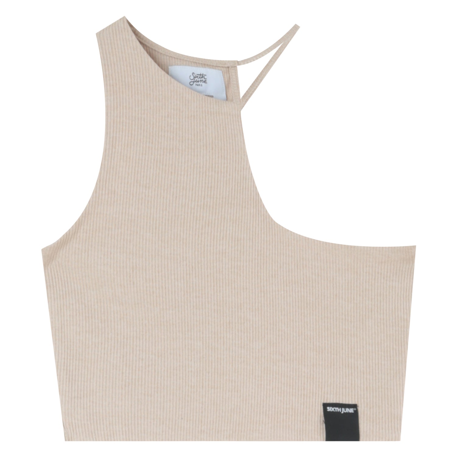 Sixth June - Top côtelé asymétrique Beige