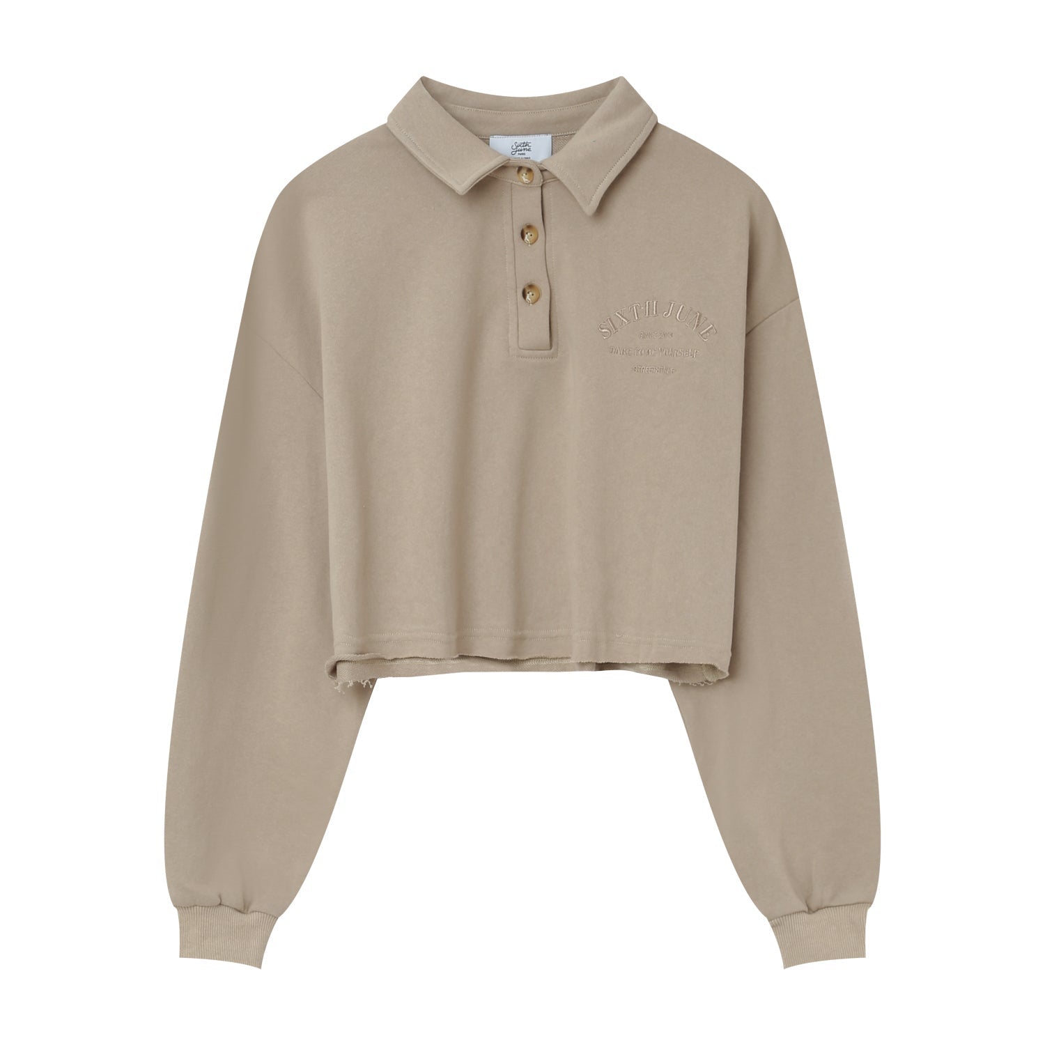 Sixth June - Polo court logo brodé Beige