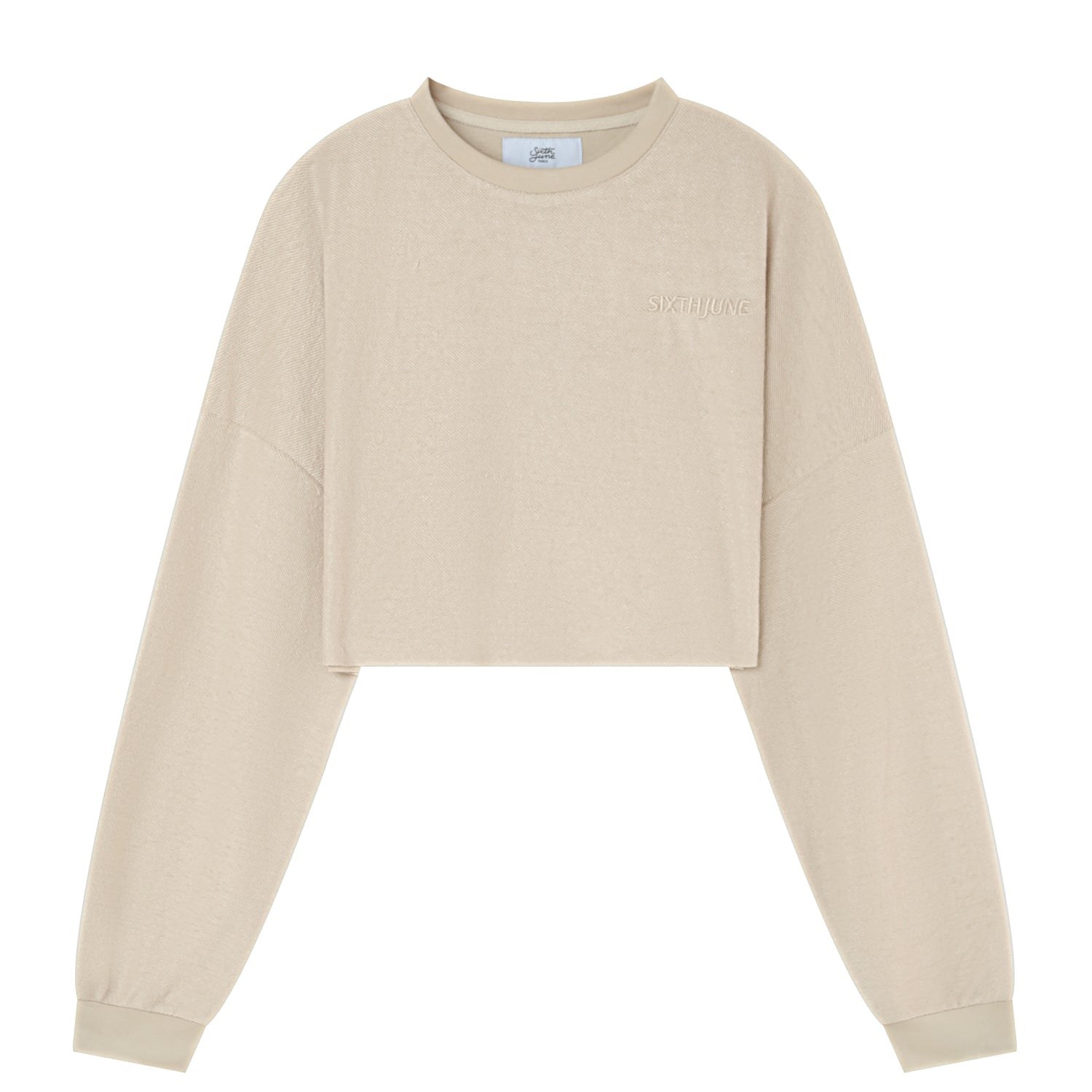 Sixth June - Sweatshirt court tissu bouclette Beige clair