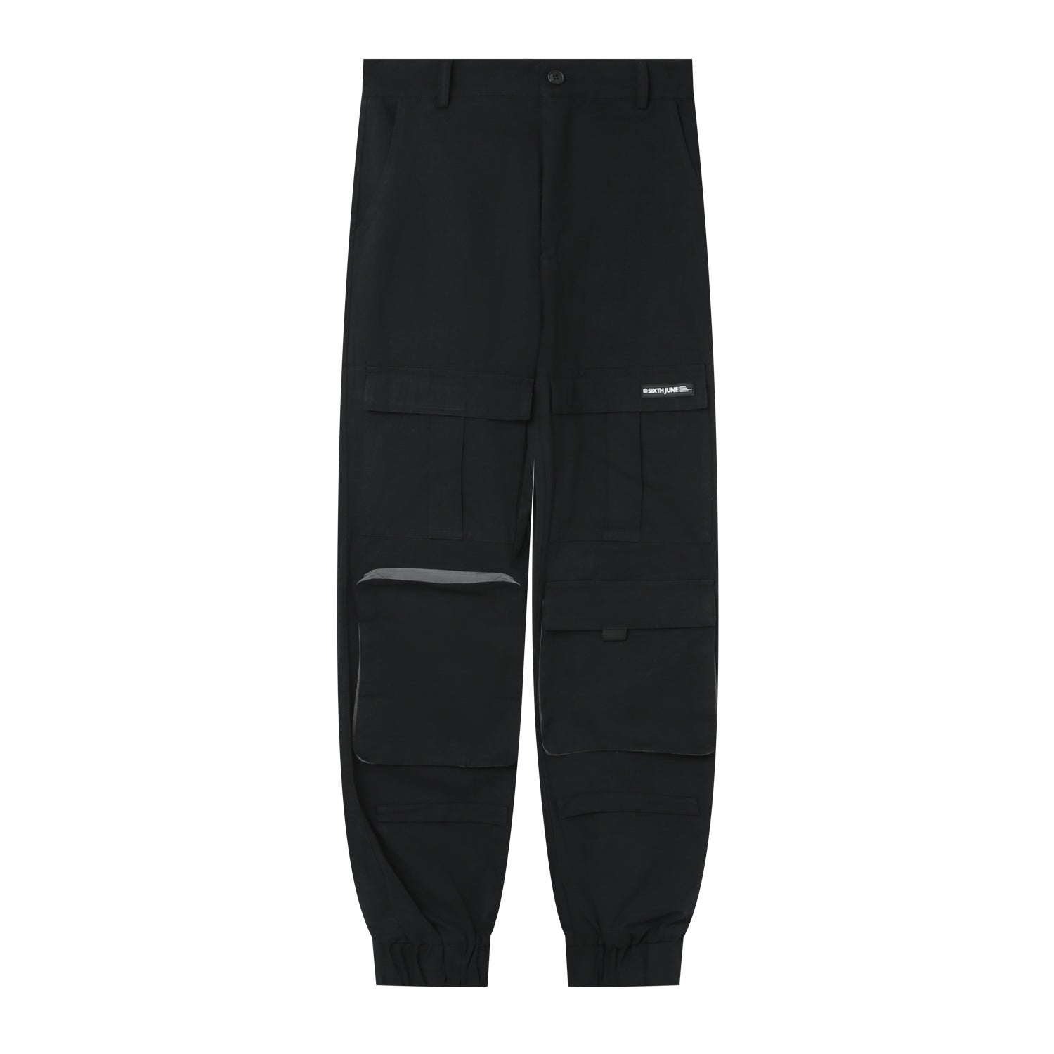 Elastische Knöchel-Cargohose Schwarz