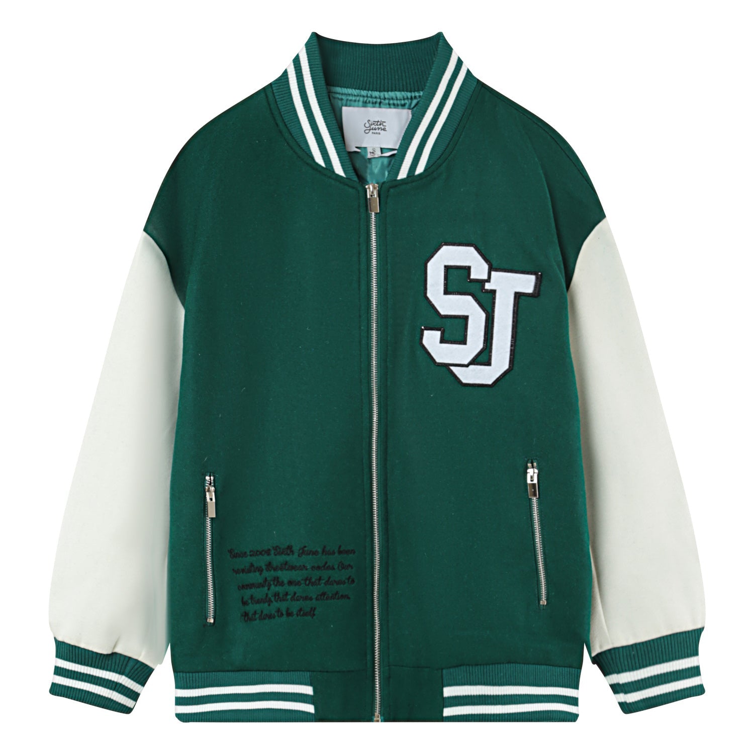 Sixth June - Veste teddy bicolore Vert foncé