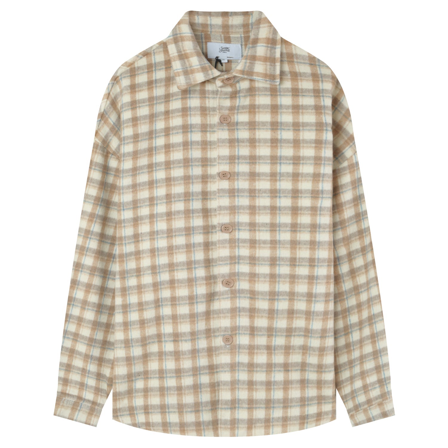 Sixth June - Chemise tartan patch bouclette Beige clair