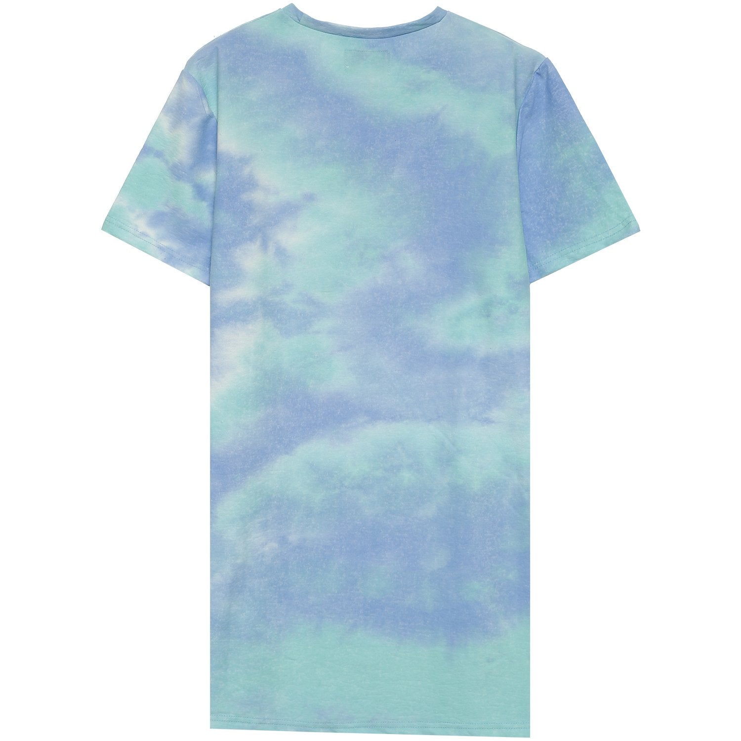 Blaues T-Shirt-Kleid mit Batikmuster