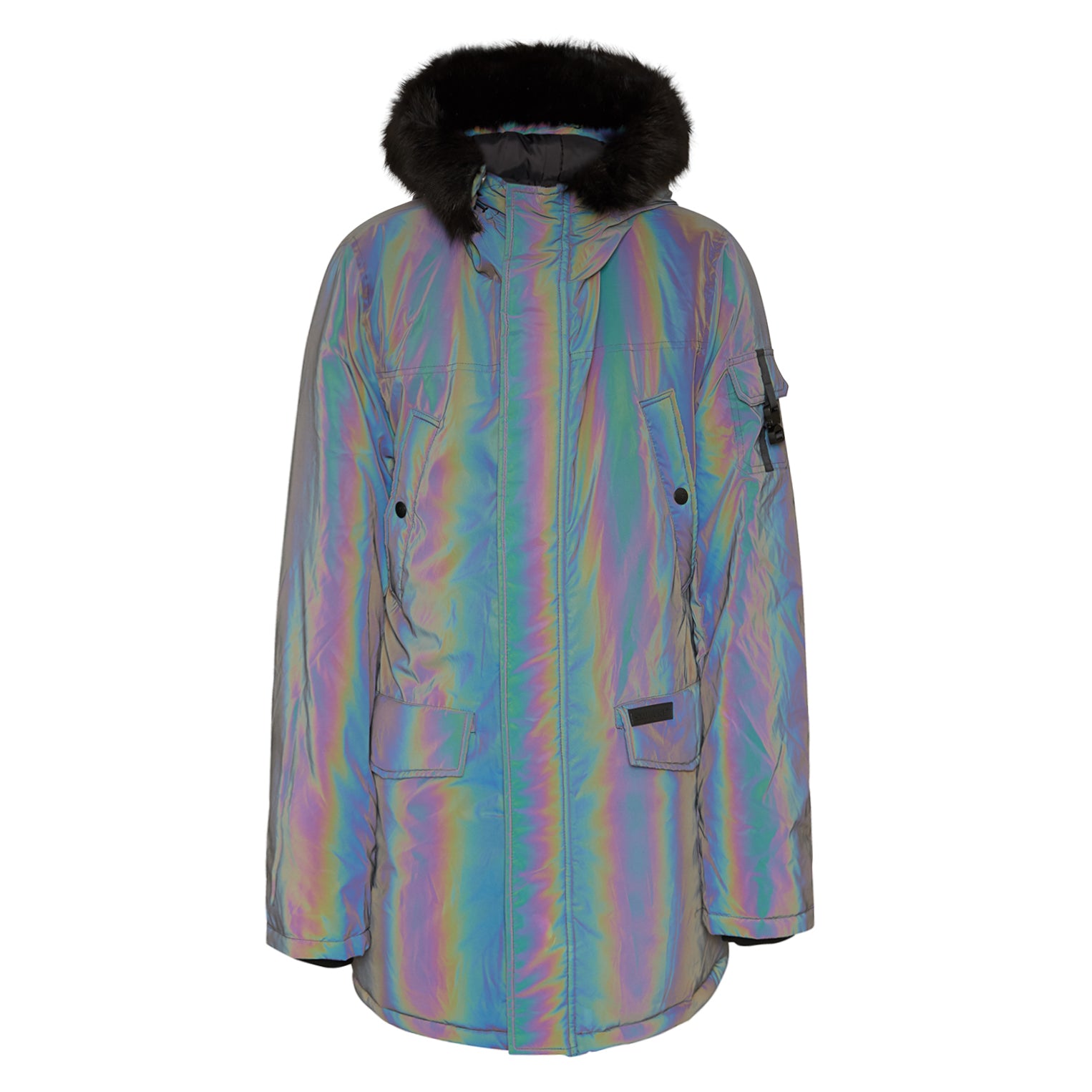 Sixth June - Parka iridiscente fourrure noir