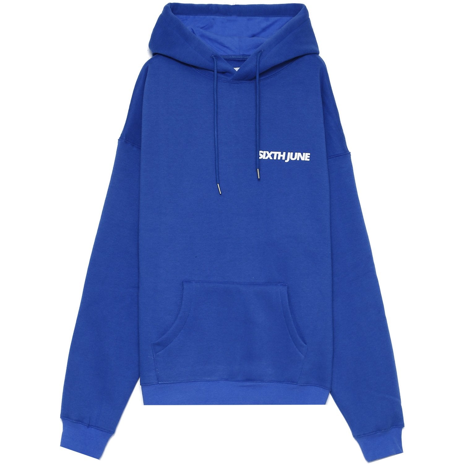 Sixth June - Sweat capuche oversize logo décalé Bleu
