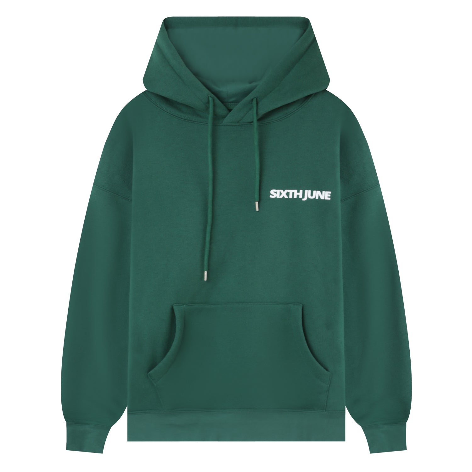 Sixth June - Sweat capuche oversize logo décalé Vert foncé
