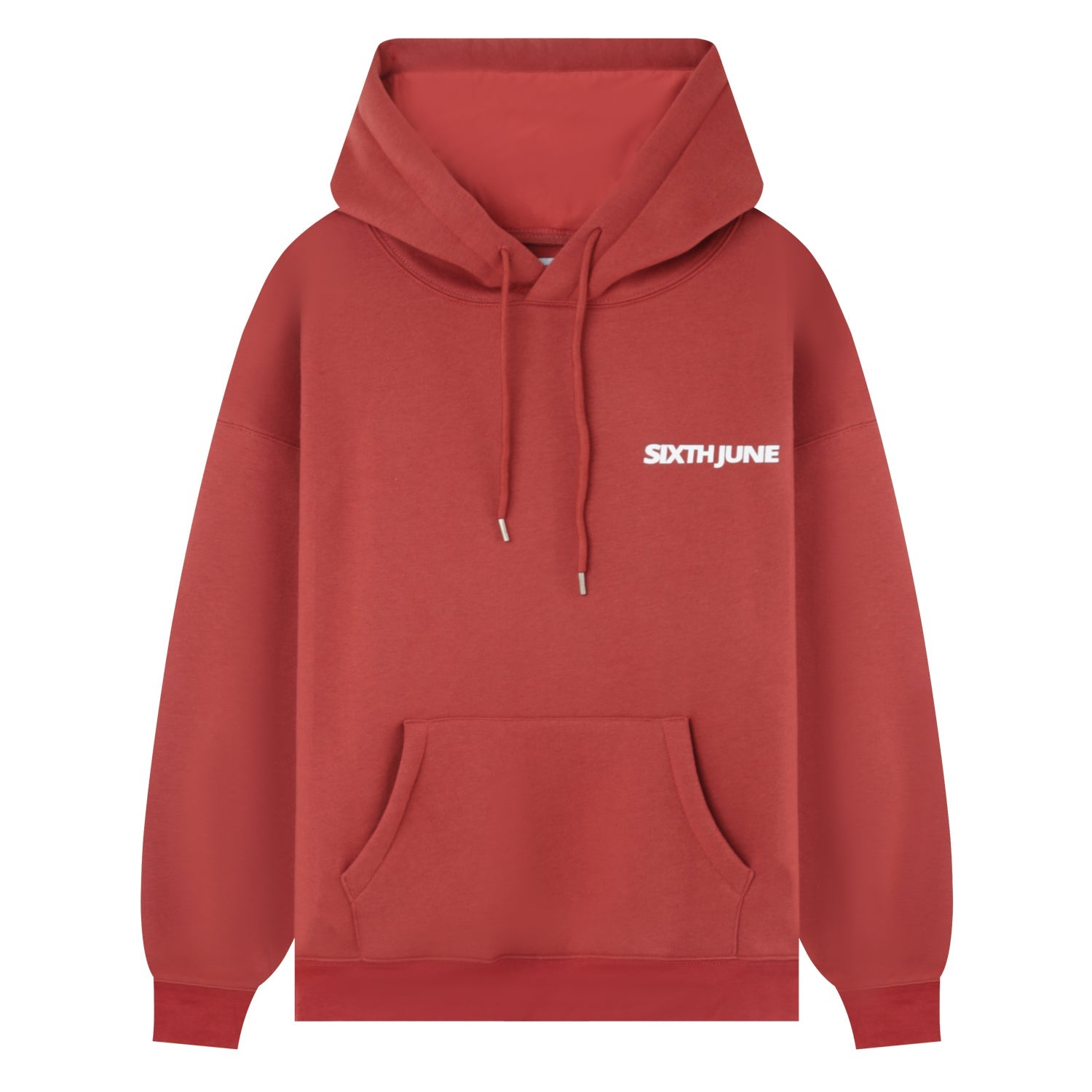 Sixth June - Sweat capuche oversize logo décalé Rouge foncé