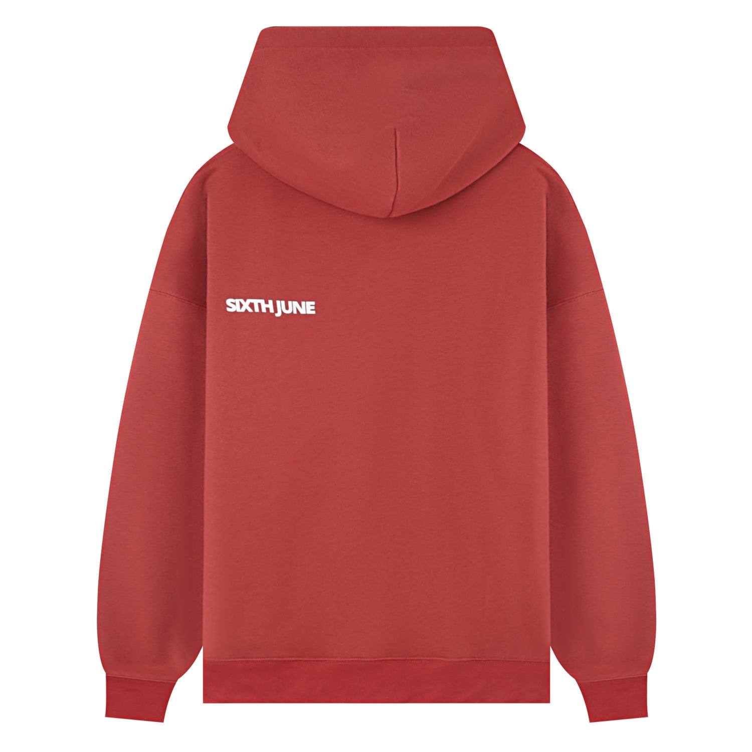 Sixth June - Sweat capuche oversize logo décalé Rouge foncé
