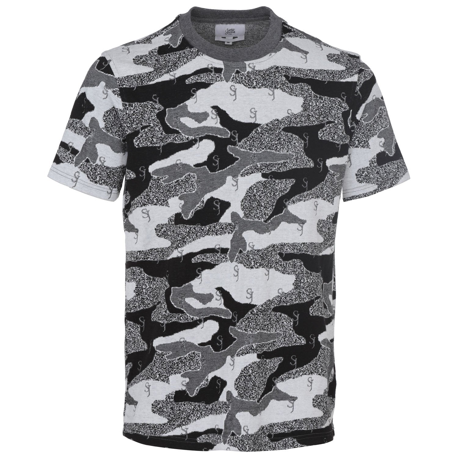Sixth June - T-shirt jacquard camouflage logo Noir