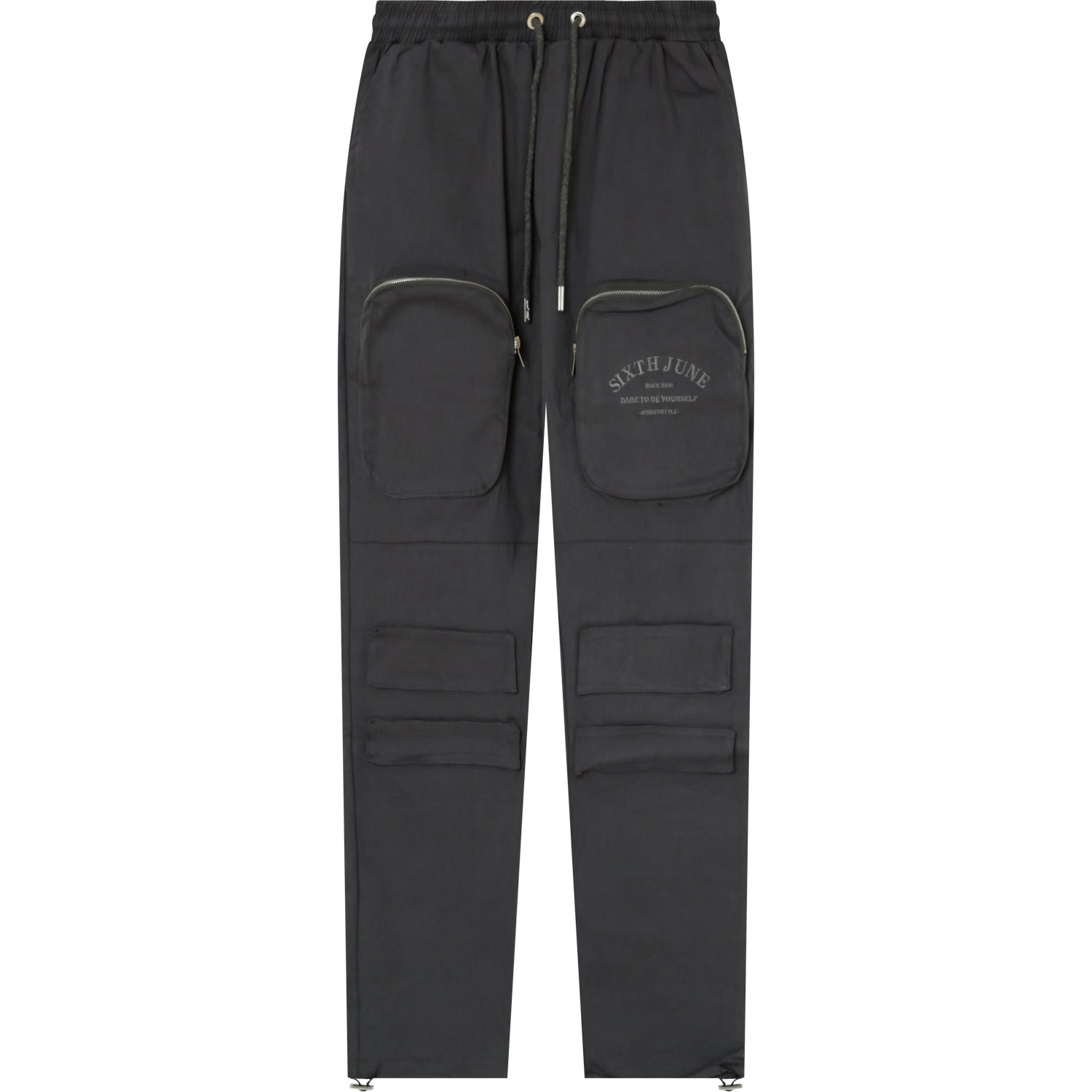 Sixth June - Pantalon cargo broderies poche Gris foncé