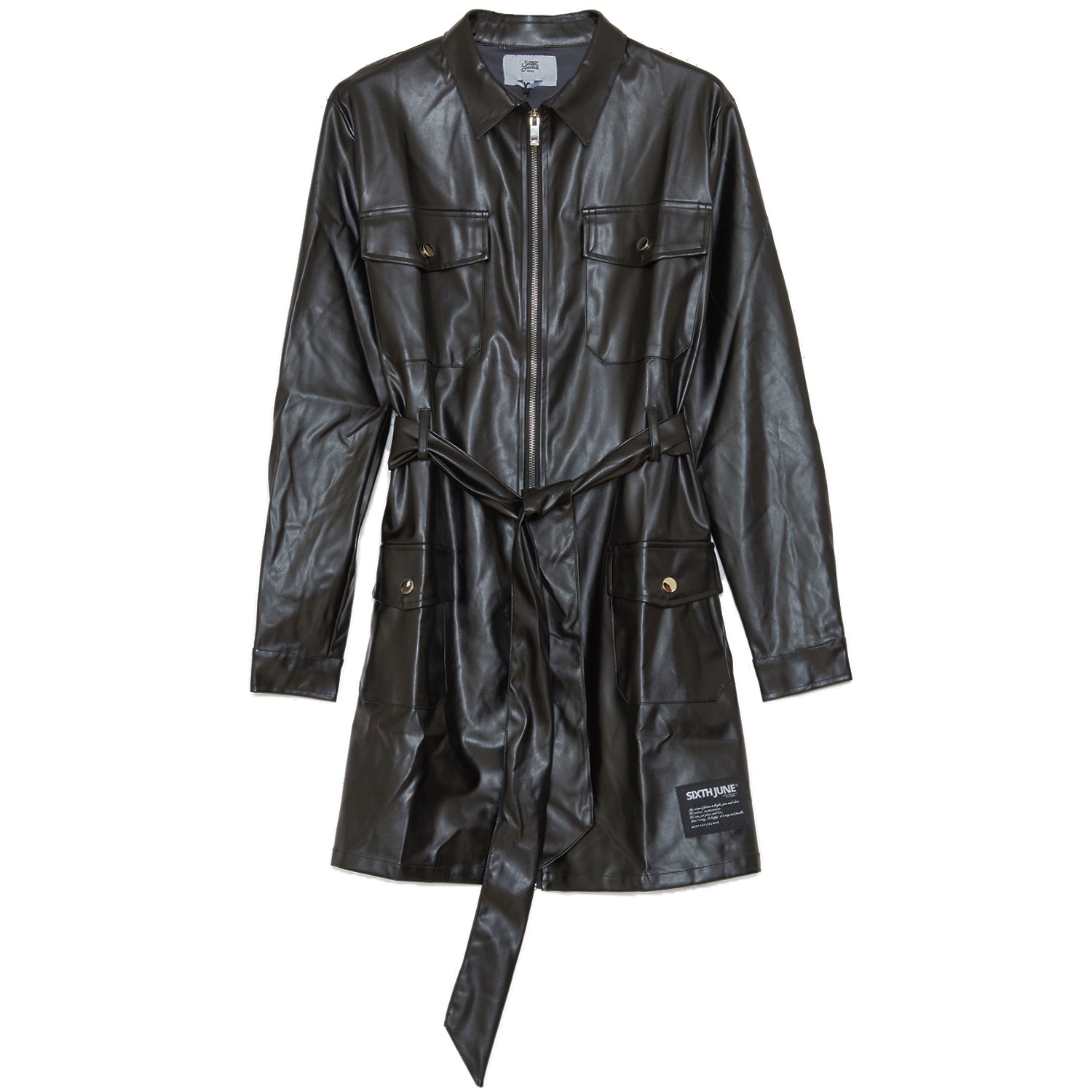 Sixth June - Robe cargo simili cuir noir