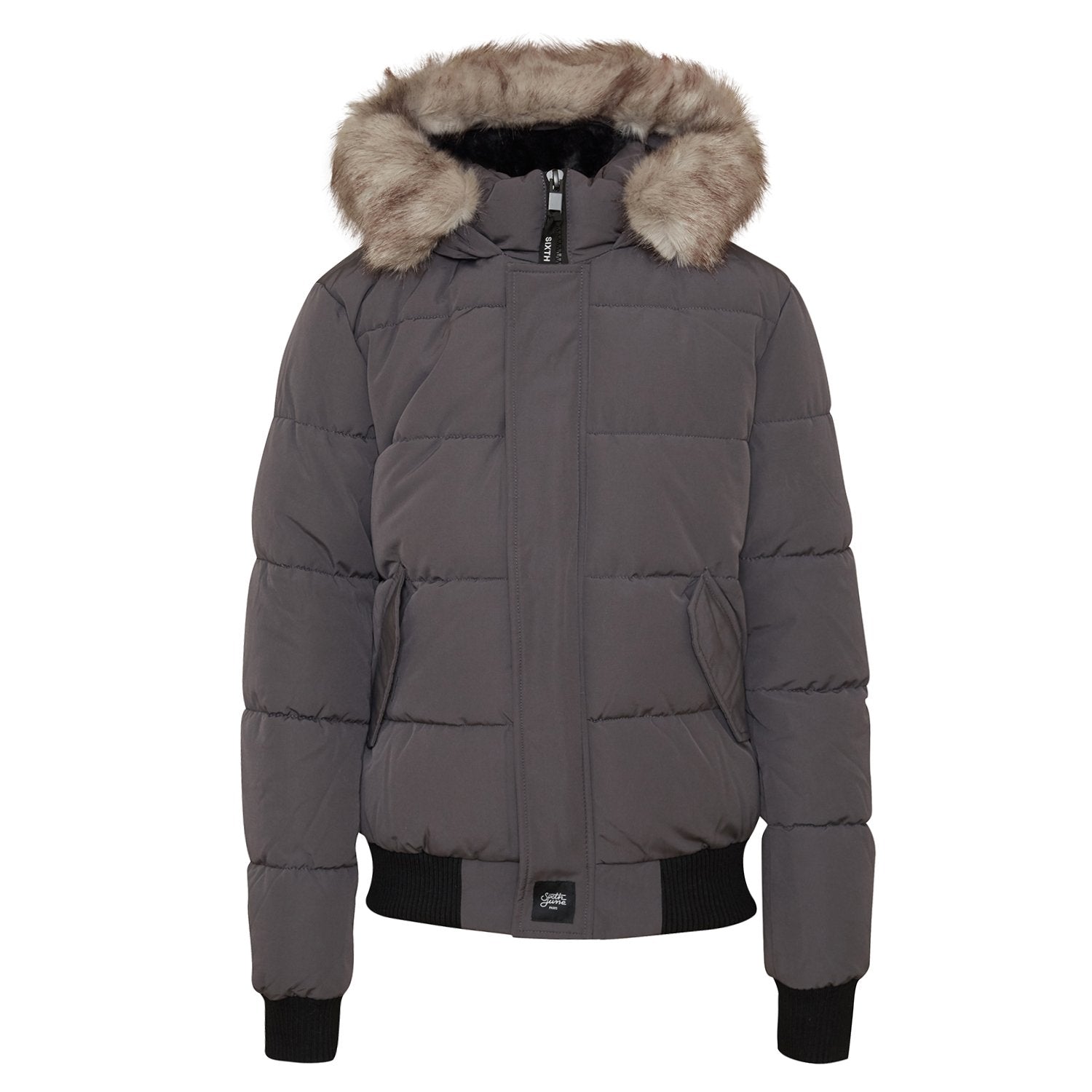 Sixth June - Doudoune courte fourrure doublure Gris foncé