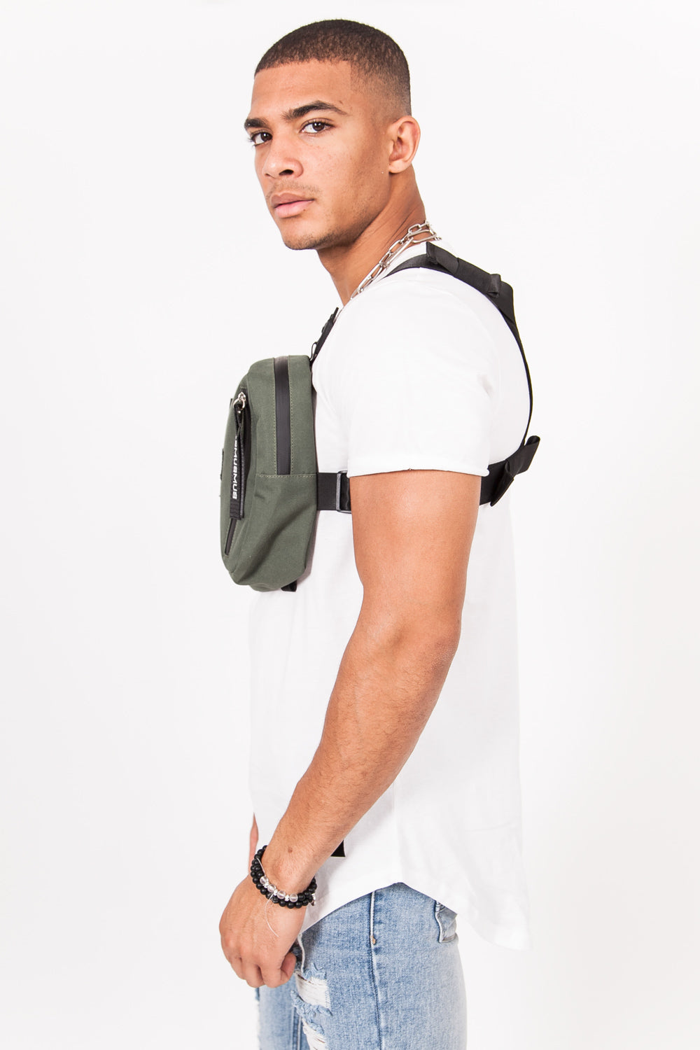 BumBumBag - Sac poitrine texte zips vert