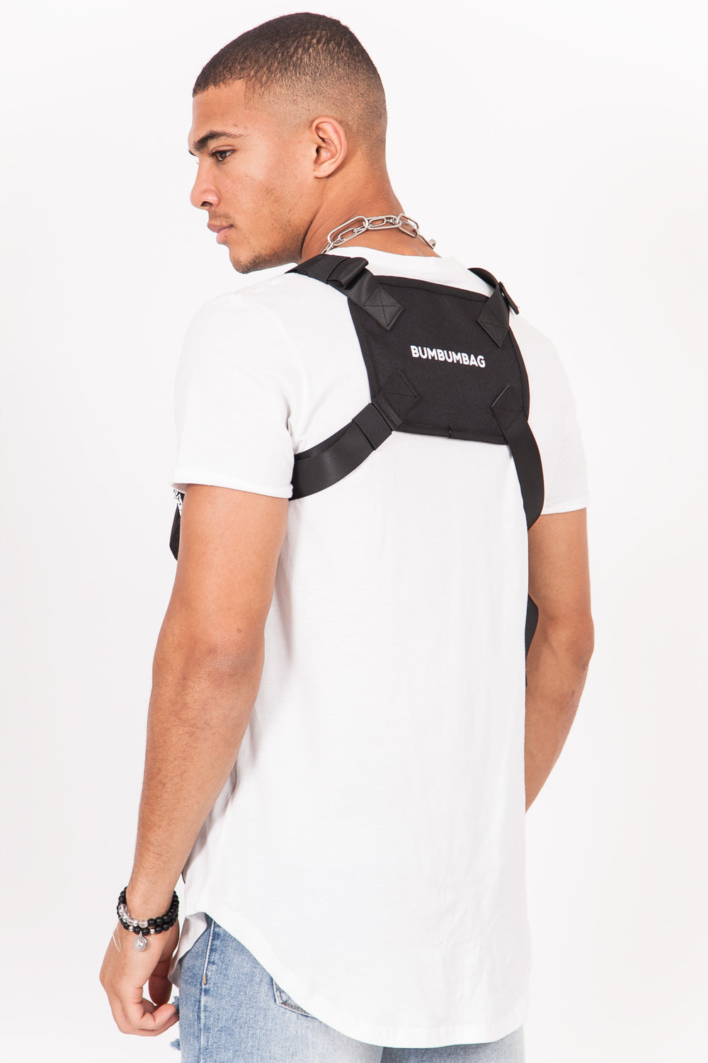 BumBumBag - Petit sac poitrine texte zips noir