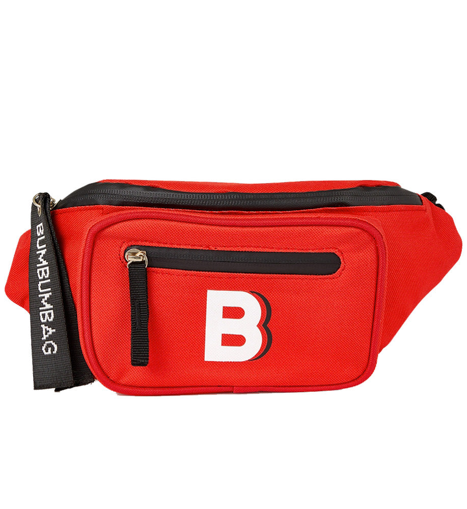 BumBumBag - Sac banane logo double zips rouge